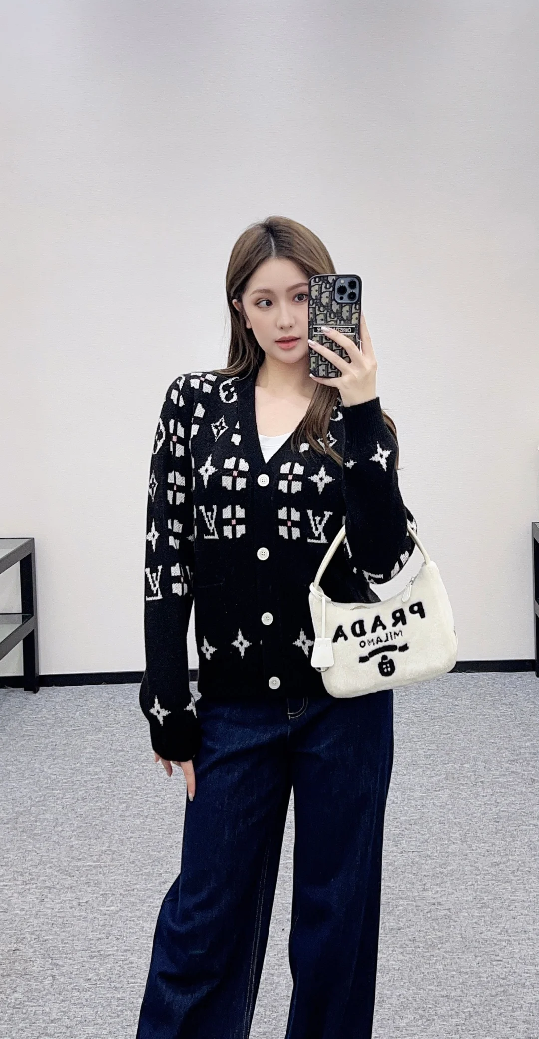 Louis 26ss jacquard knit cardigan