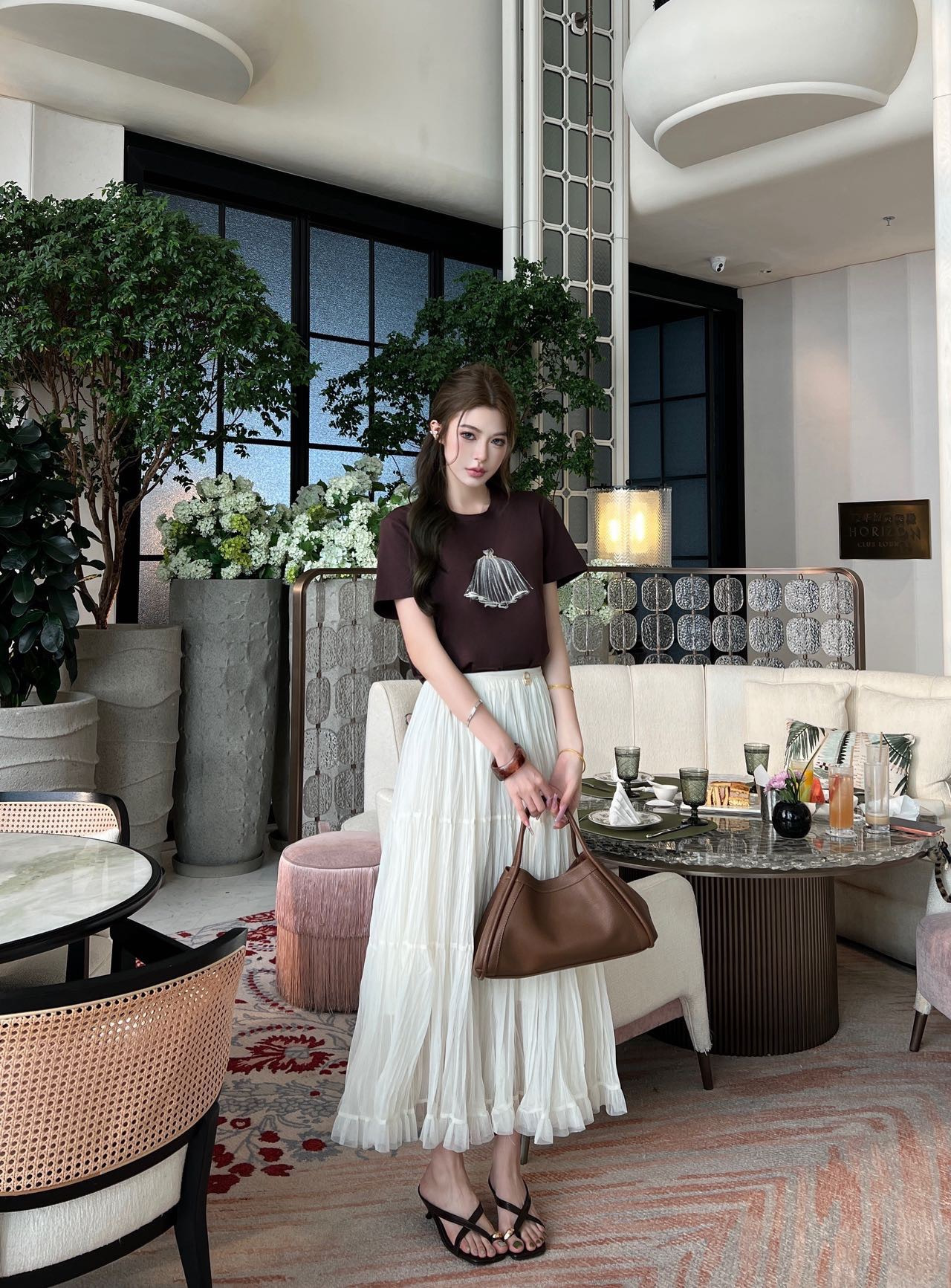 Chan 26ss beading print t-shirt