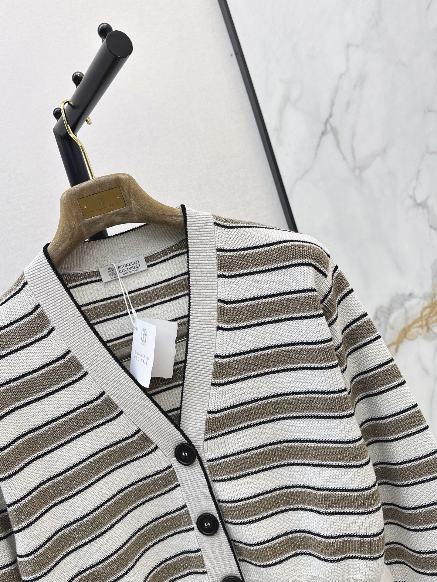 Brun 26ss stripe knit cardigan