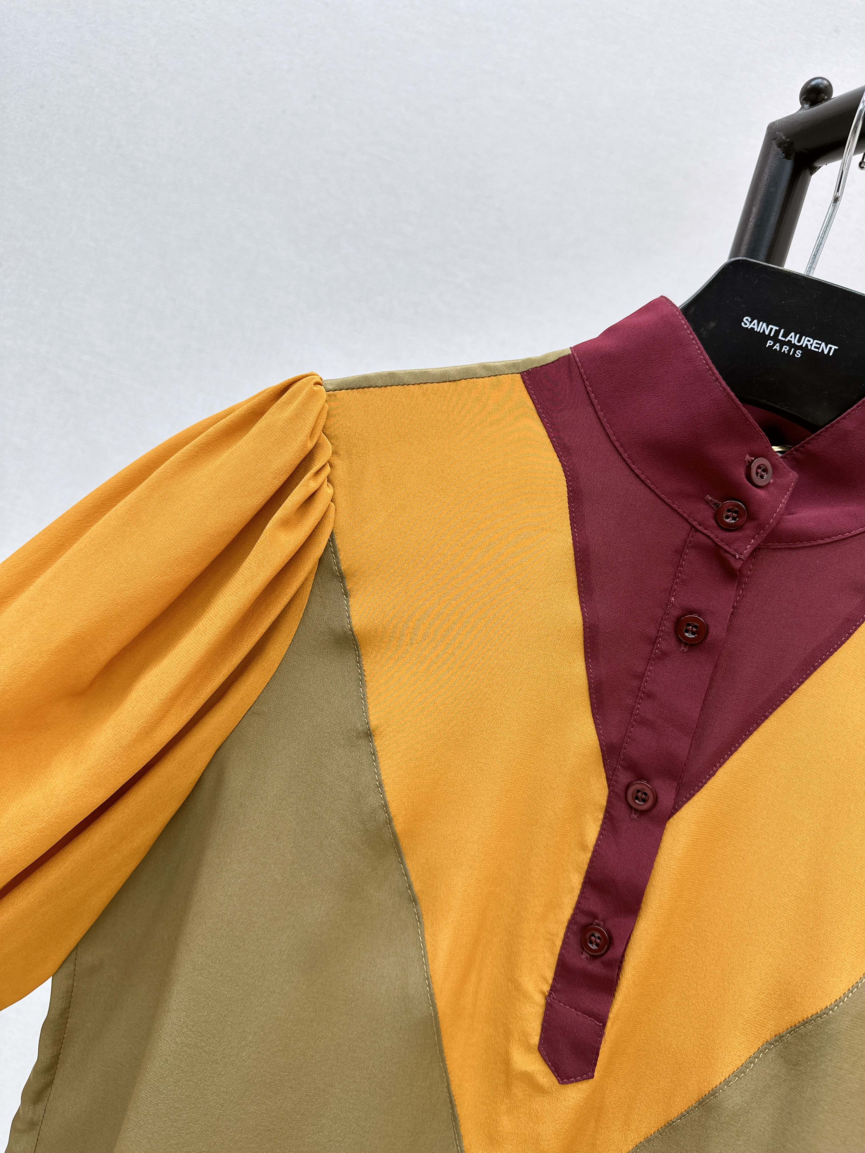 Saint 26ss coloblock silk shirt