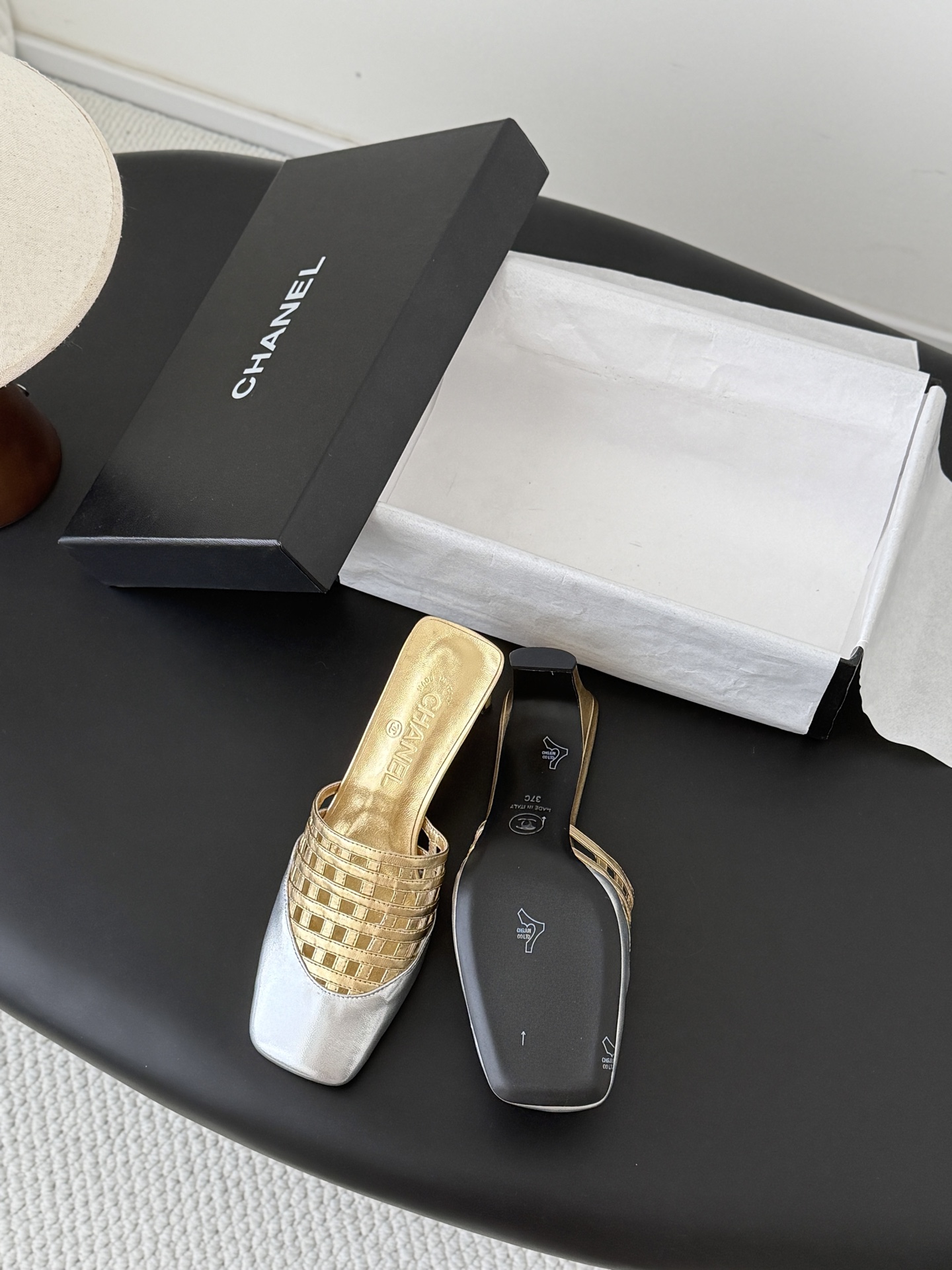 Chan 26ss woven mules heel