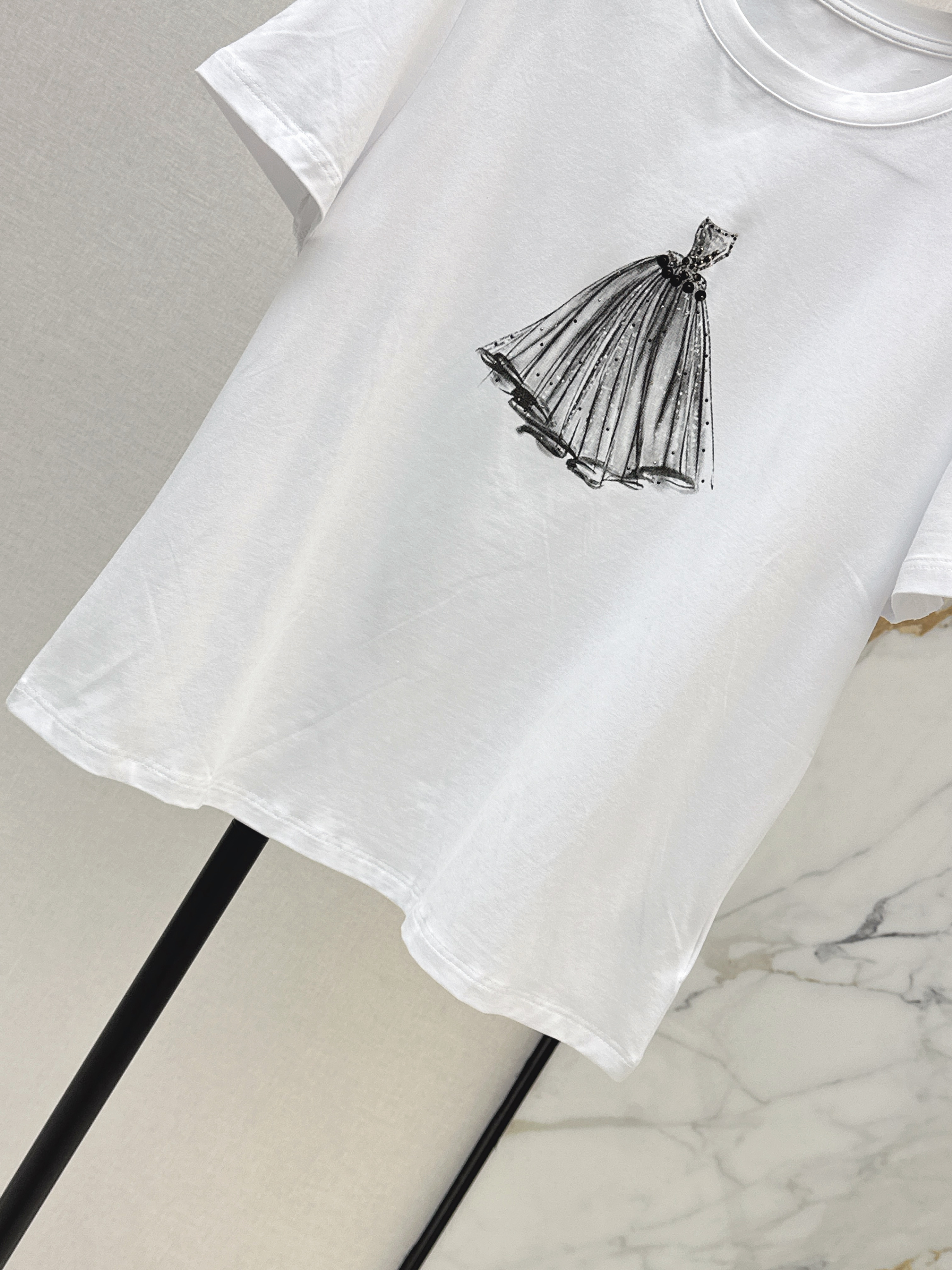 Chan 26ss beading print t-shirt