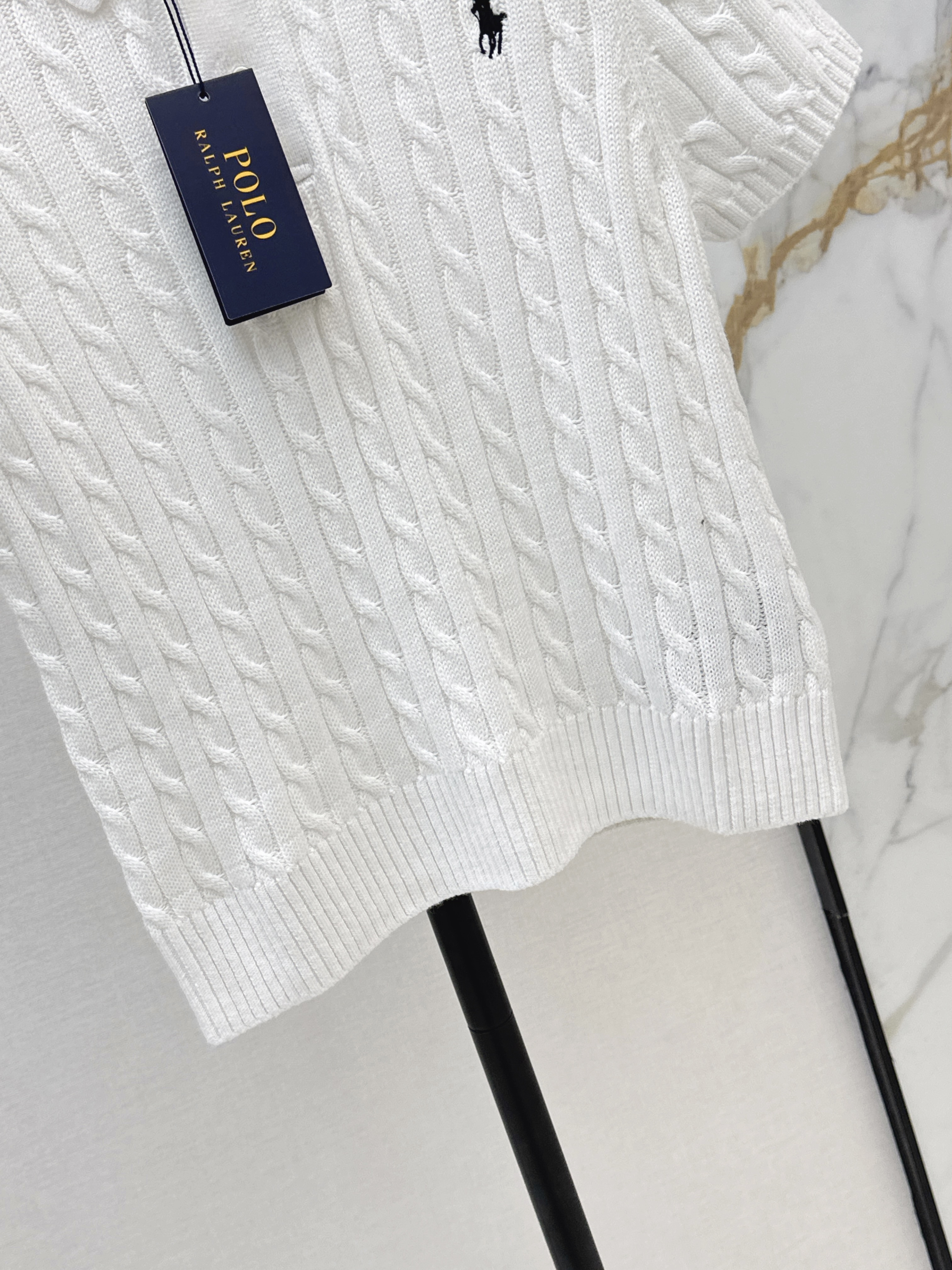 Ralp 26ss cable polo knit top