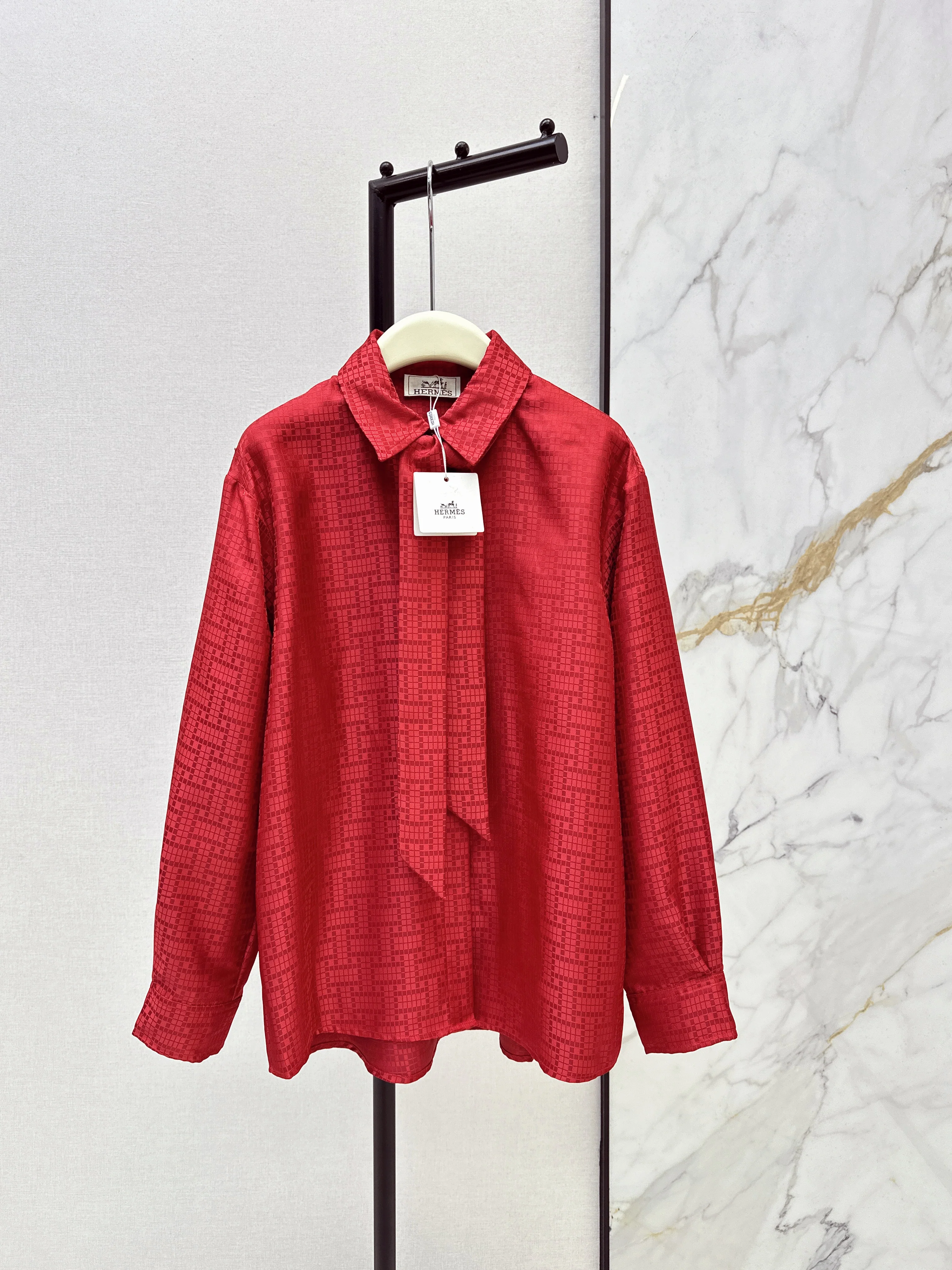 Herm 26ss jacquard -neck shirts