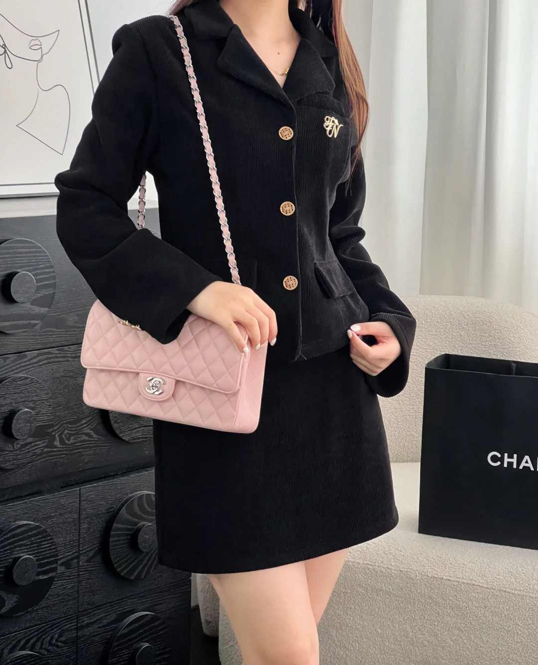Chan cf25 chain shoulder bag