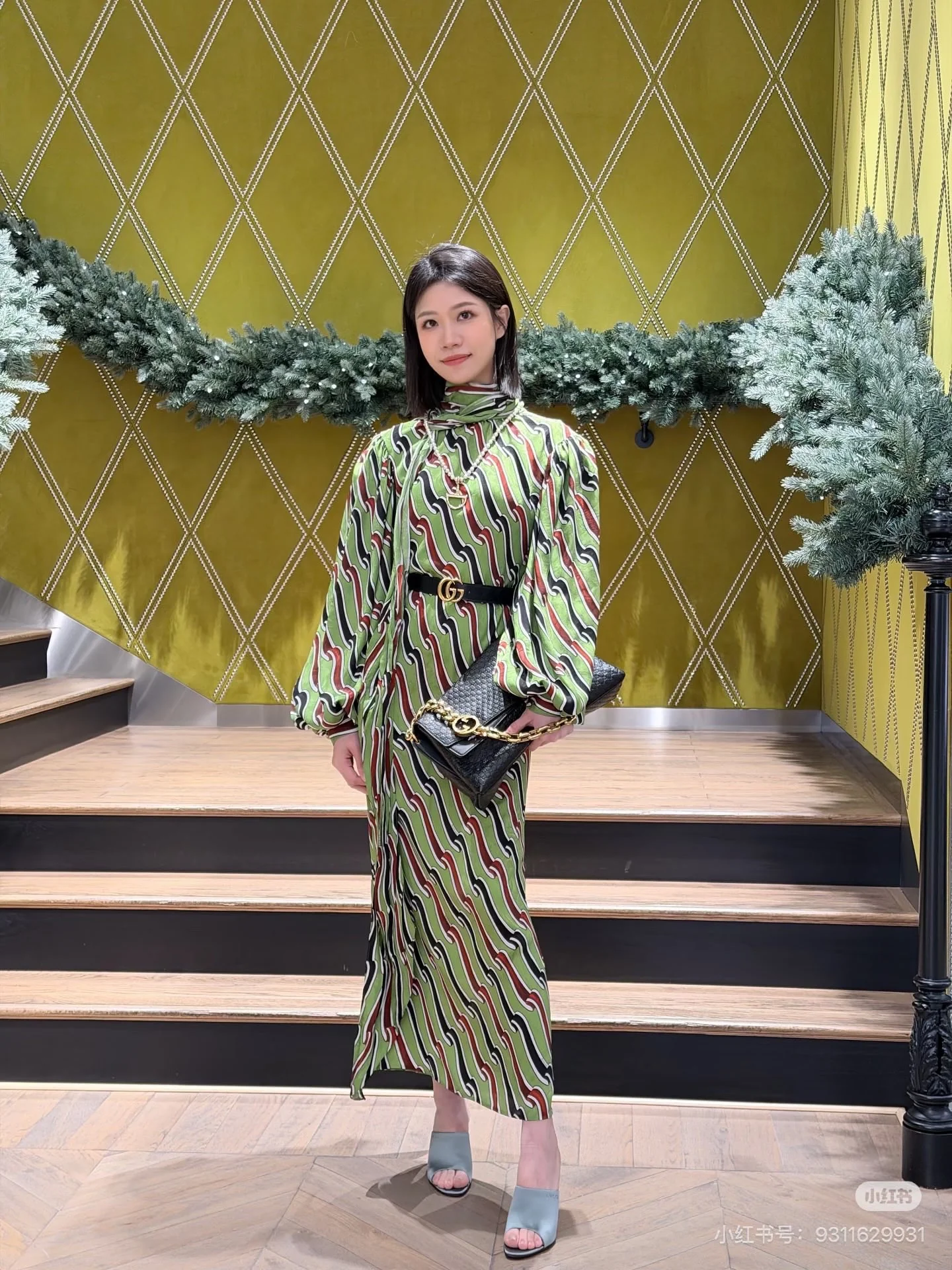 Gucc 26ss 3D print dress