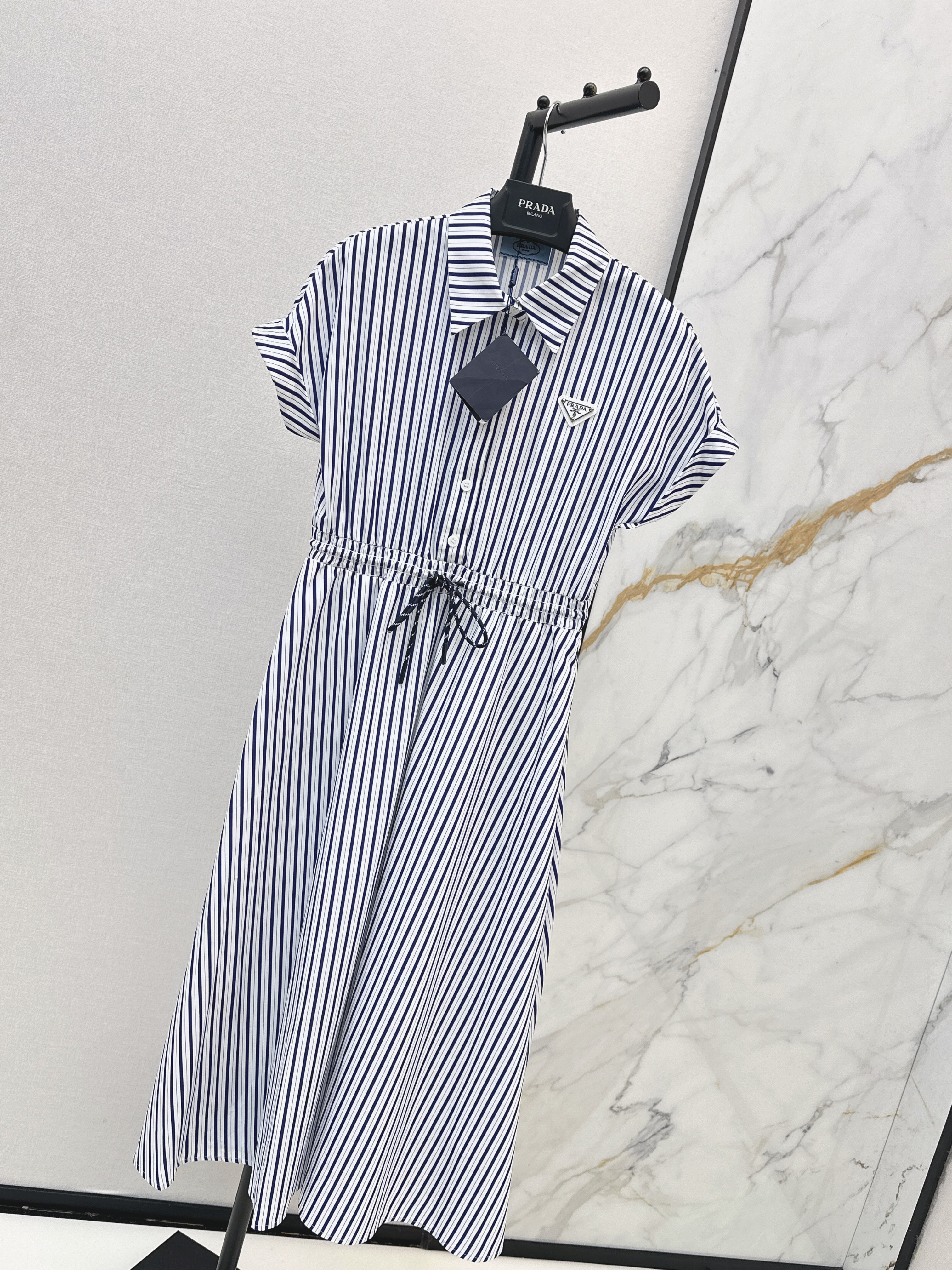 Pra 26ss stripe long shirt dress