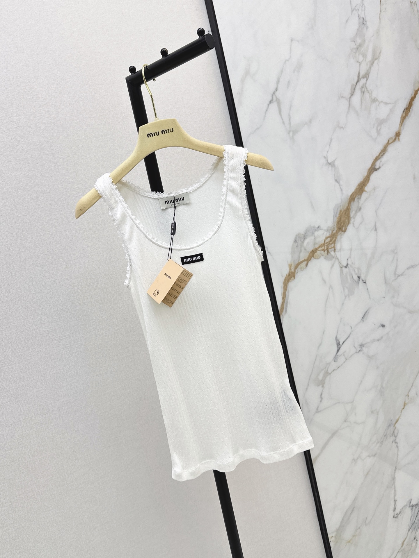 Miu 26ss lace trim vest