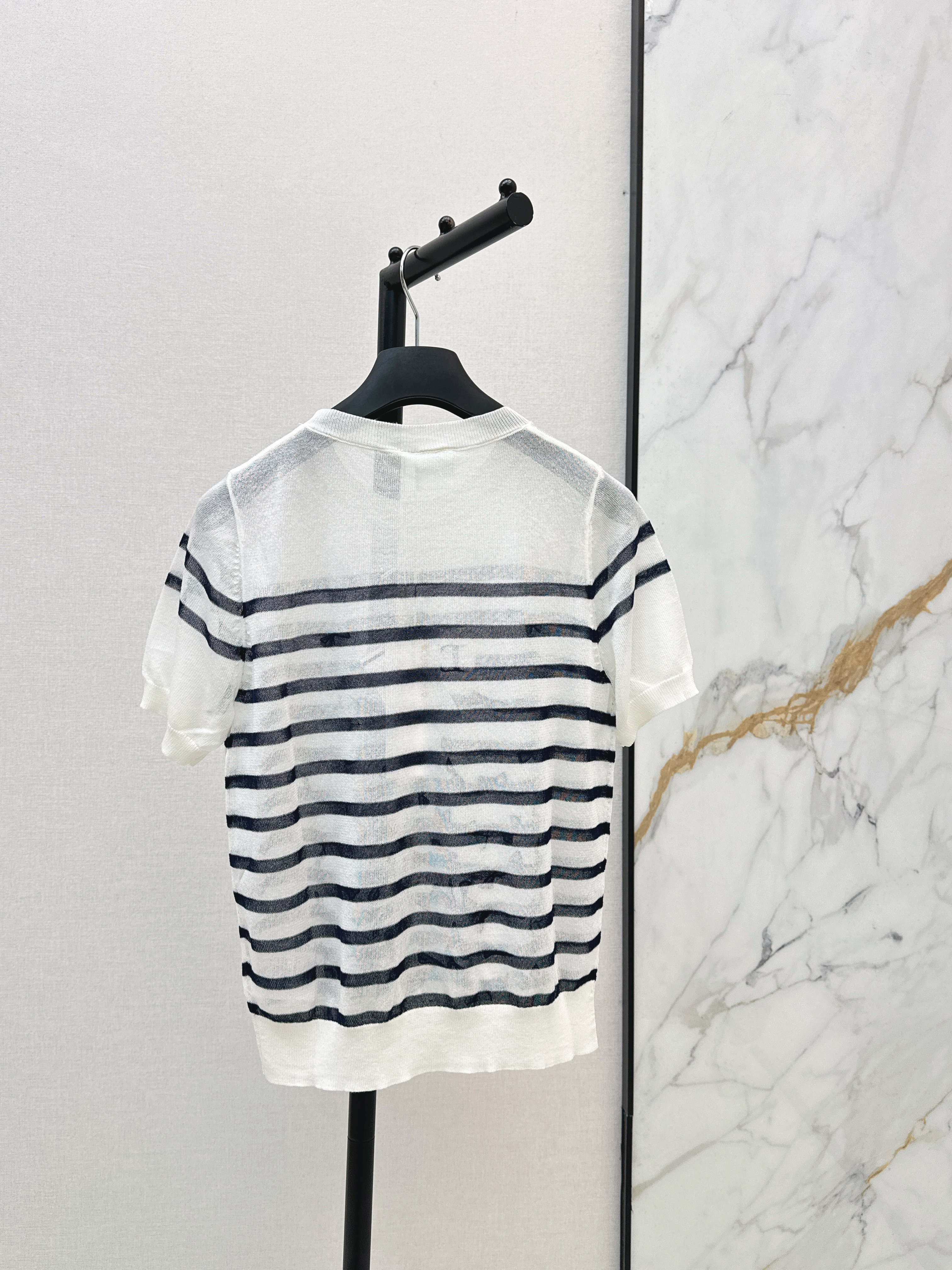 CD 26ss bow embroidery stripe top