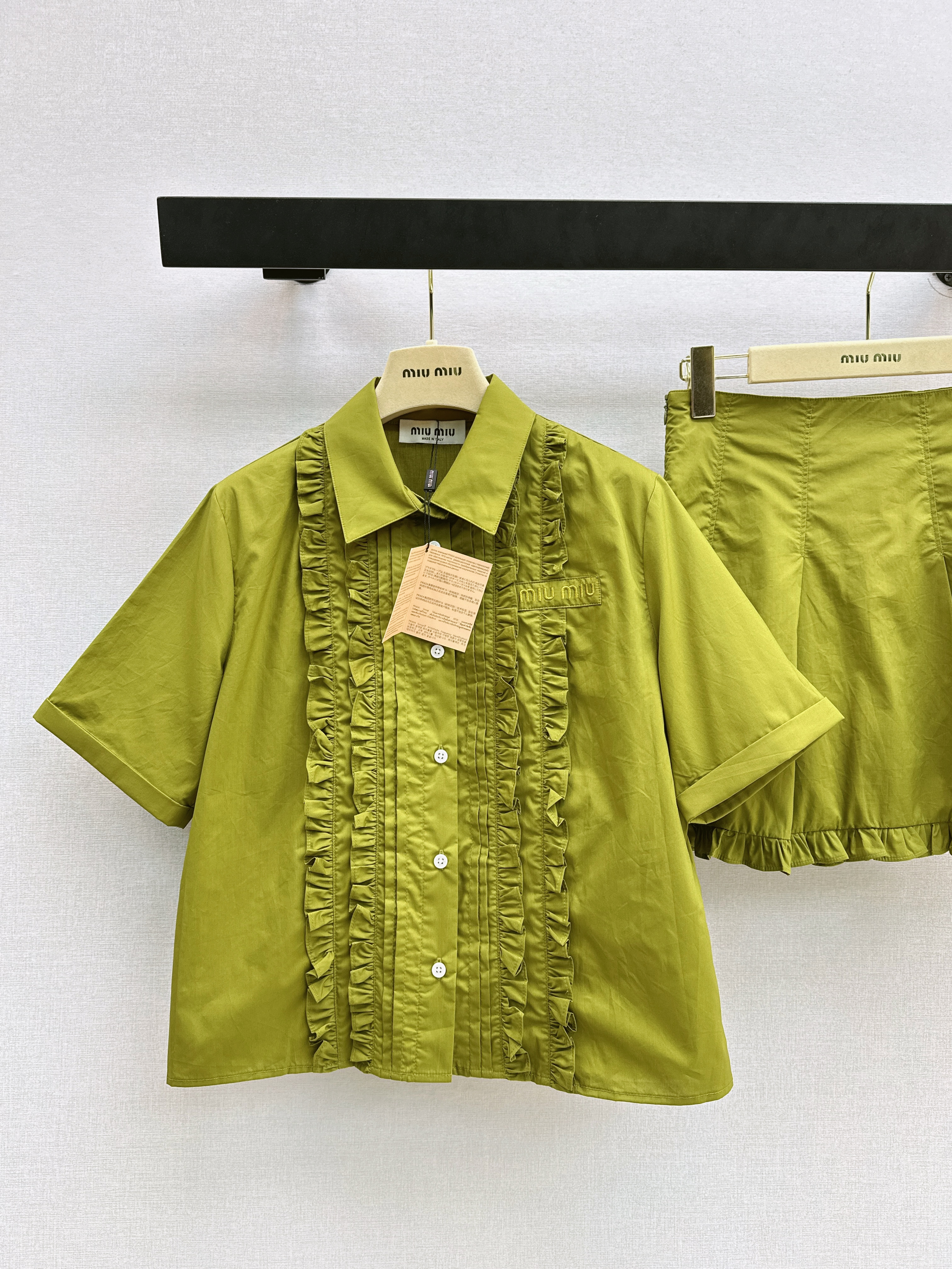 Miu 26ss ruffle shirt skirt sets