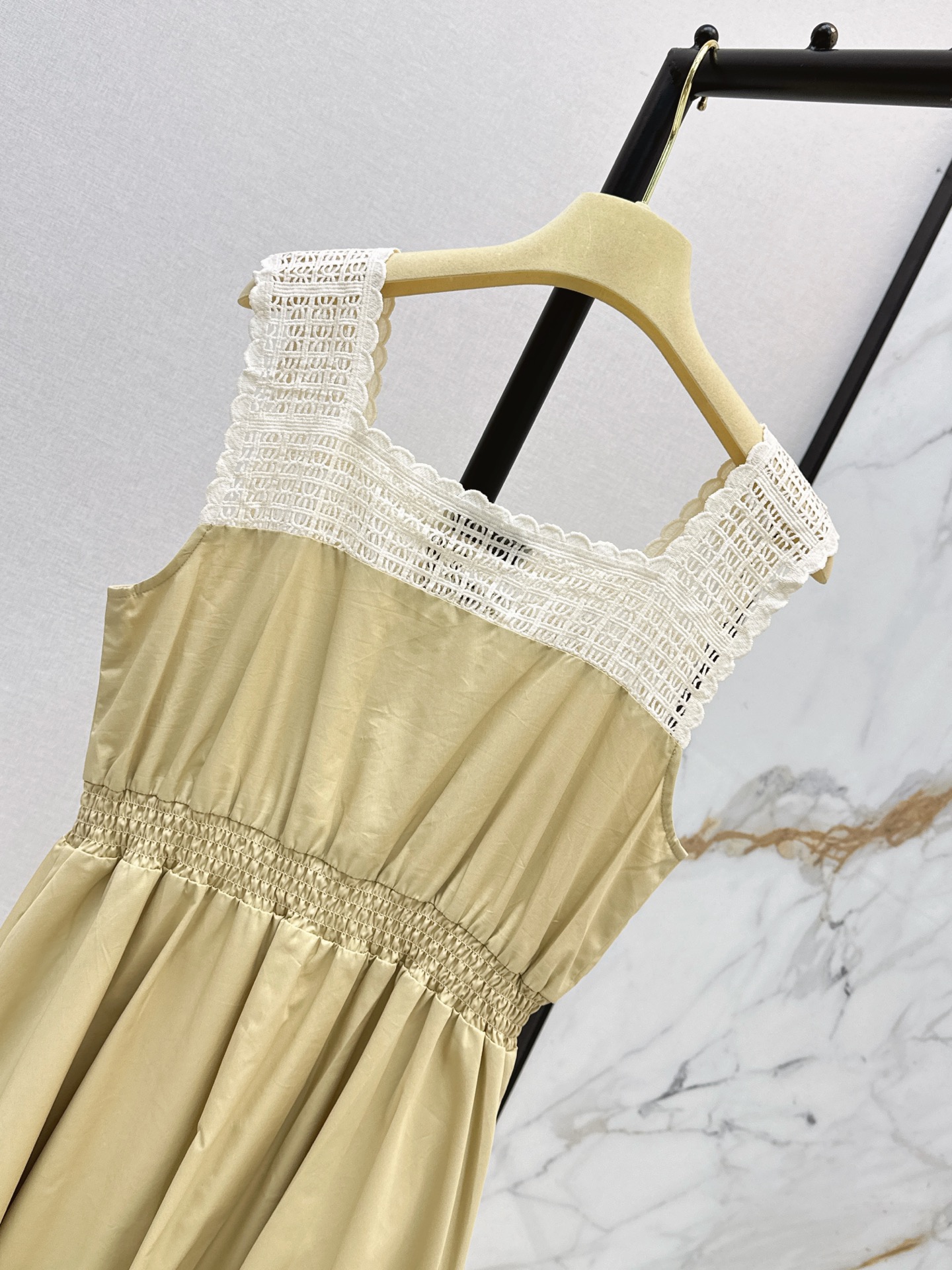 Miu 26ss lace trim slip dress