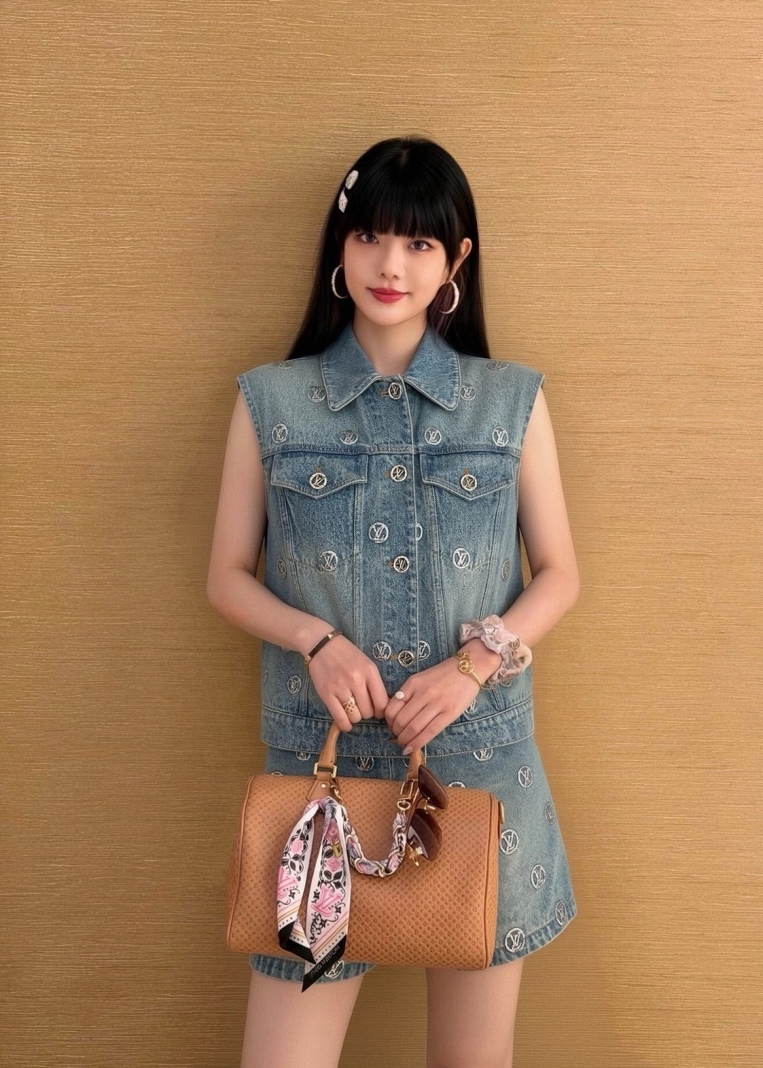Loui 26ss sequin denim vest