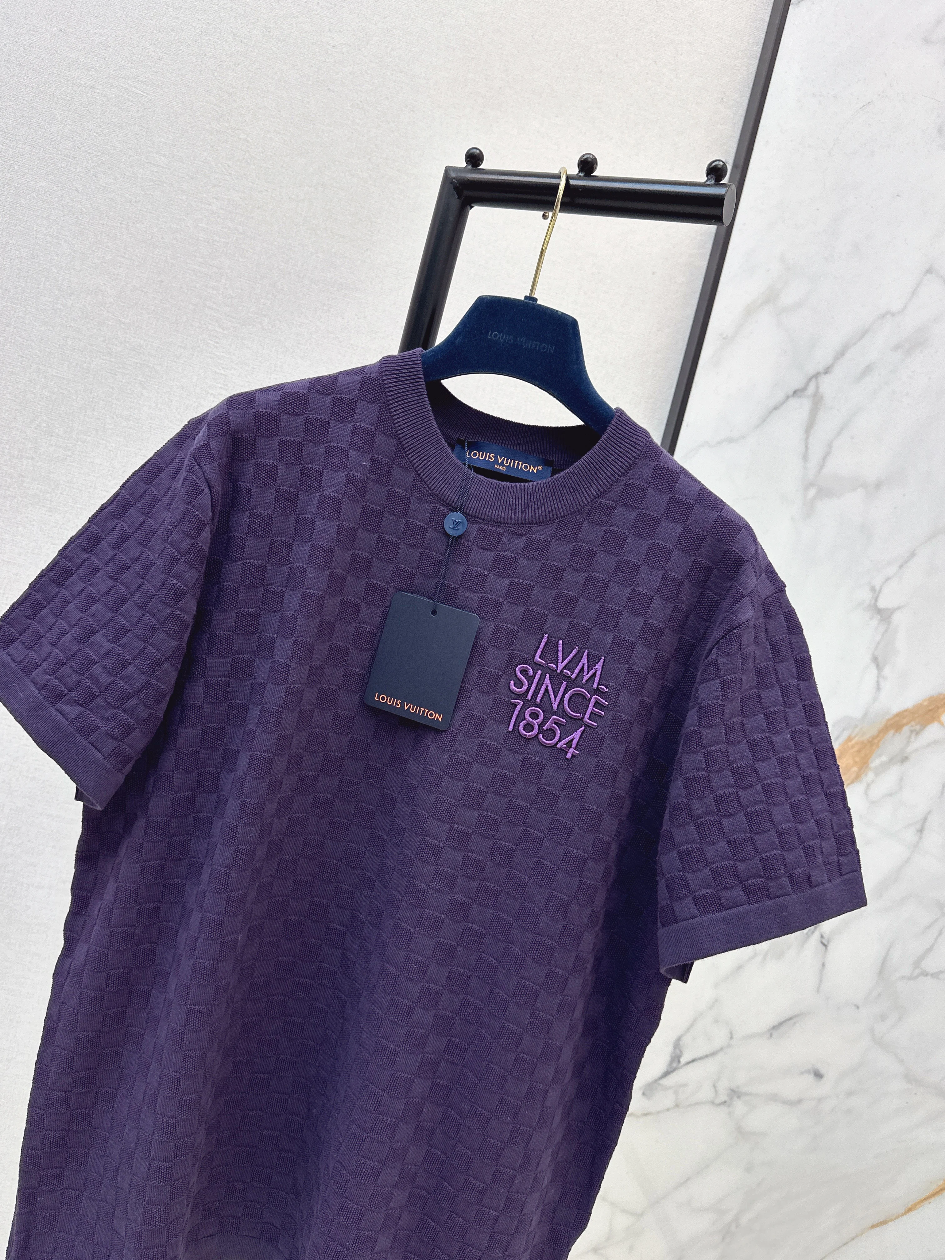 Louis 26ss check embroidery t-shirts