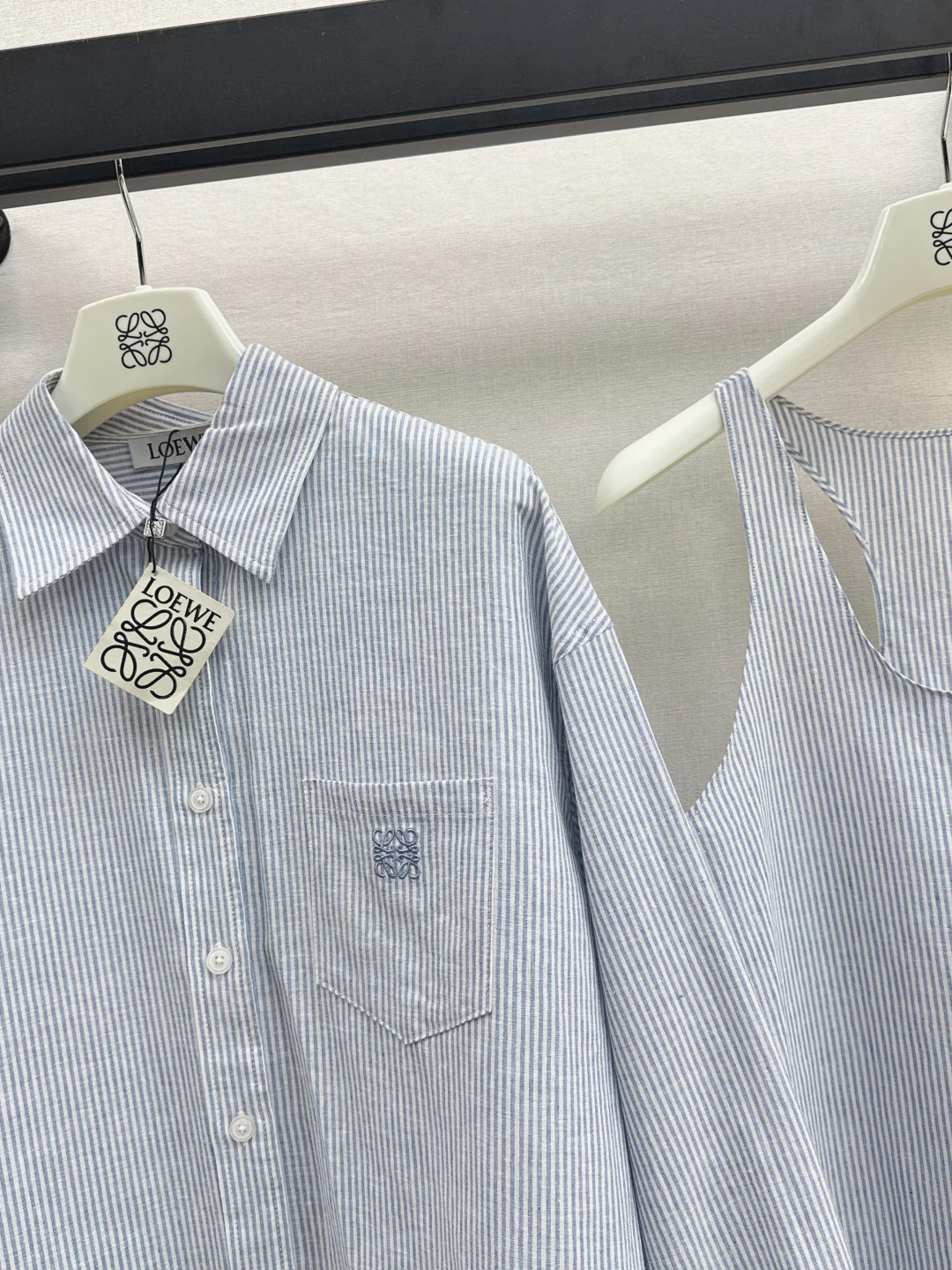 Loe 25fw stripe vest shirt set