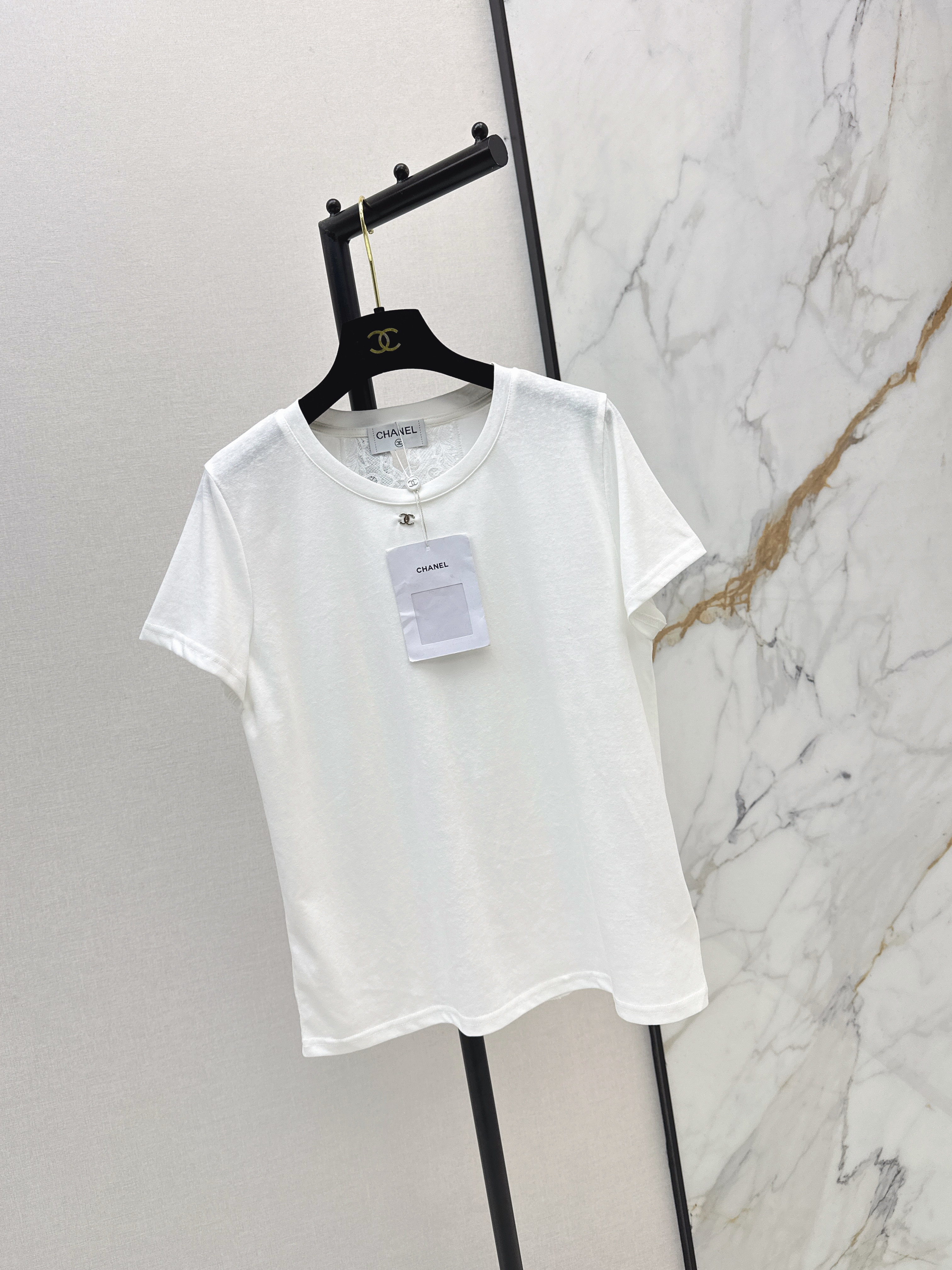 Chan 26ss lace hollow t-shirt