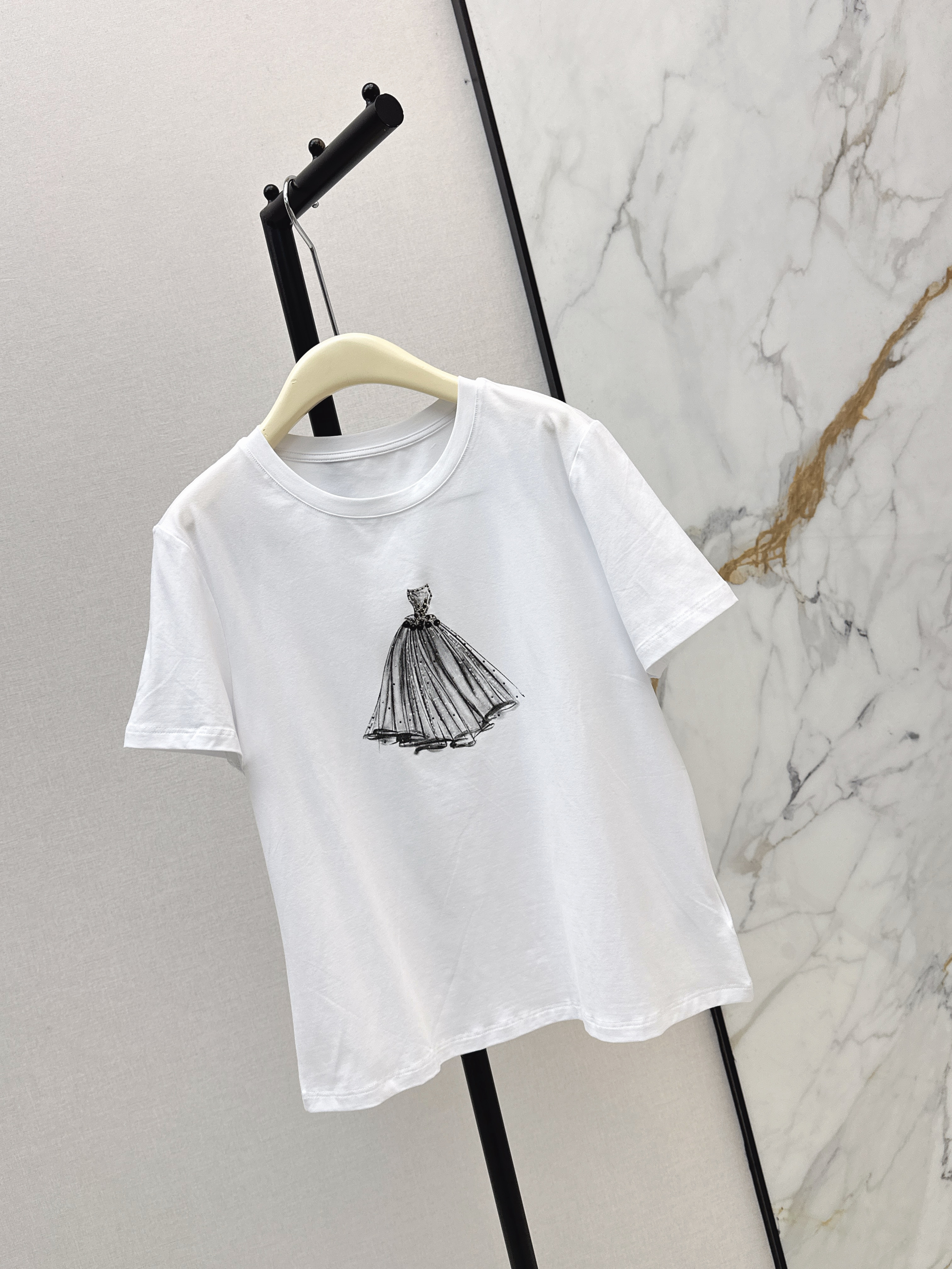 Chan 26ss beading print t-shirt
