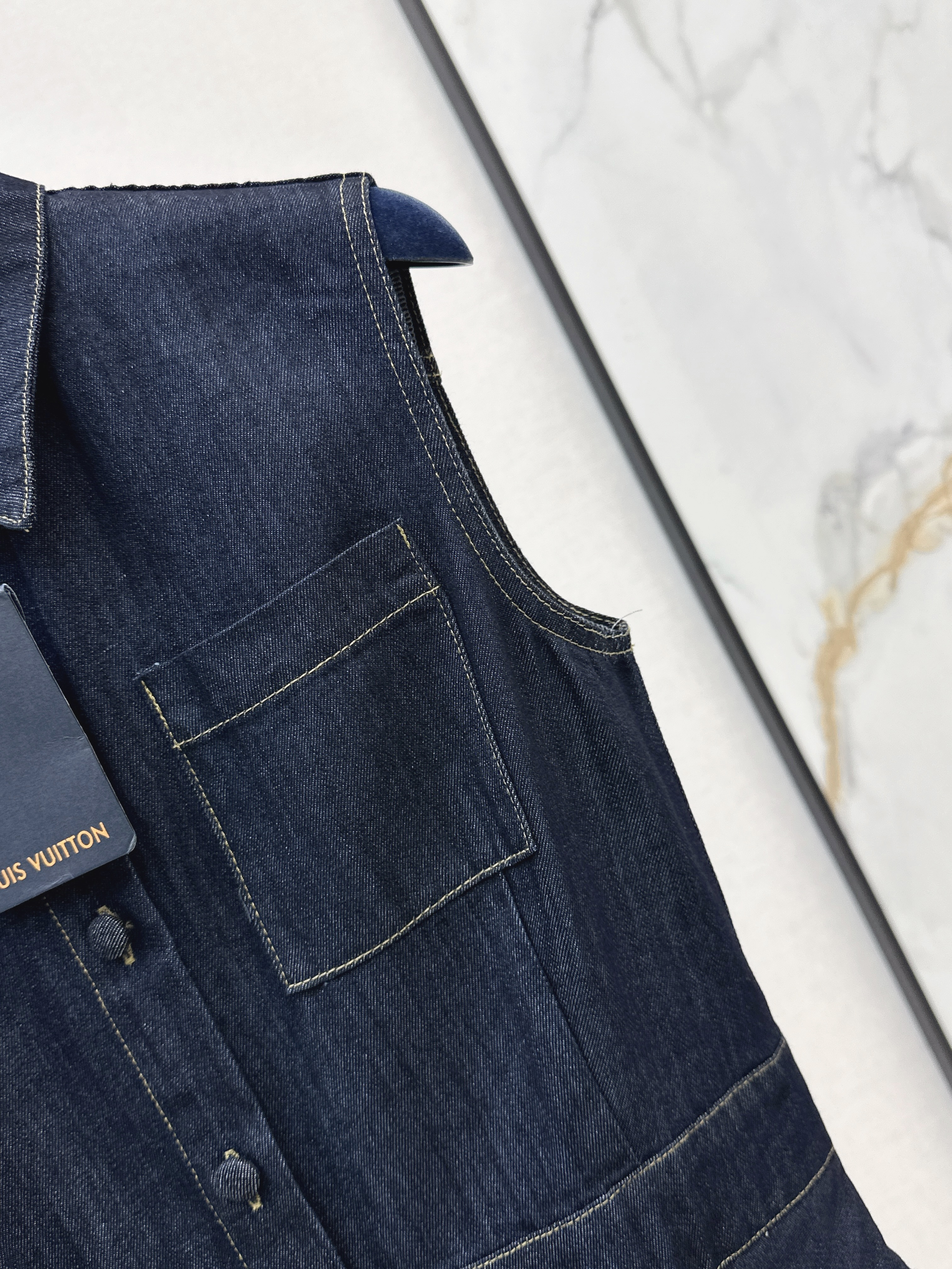Louis 26ss Sleeveless Denim Shirt Dress