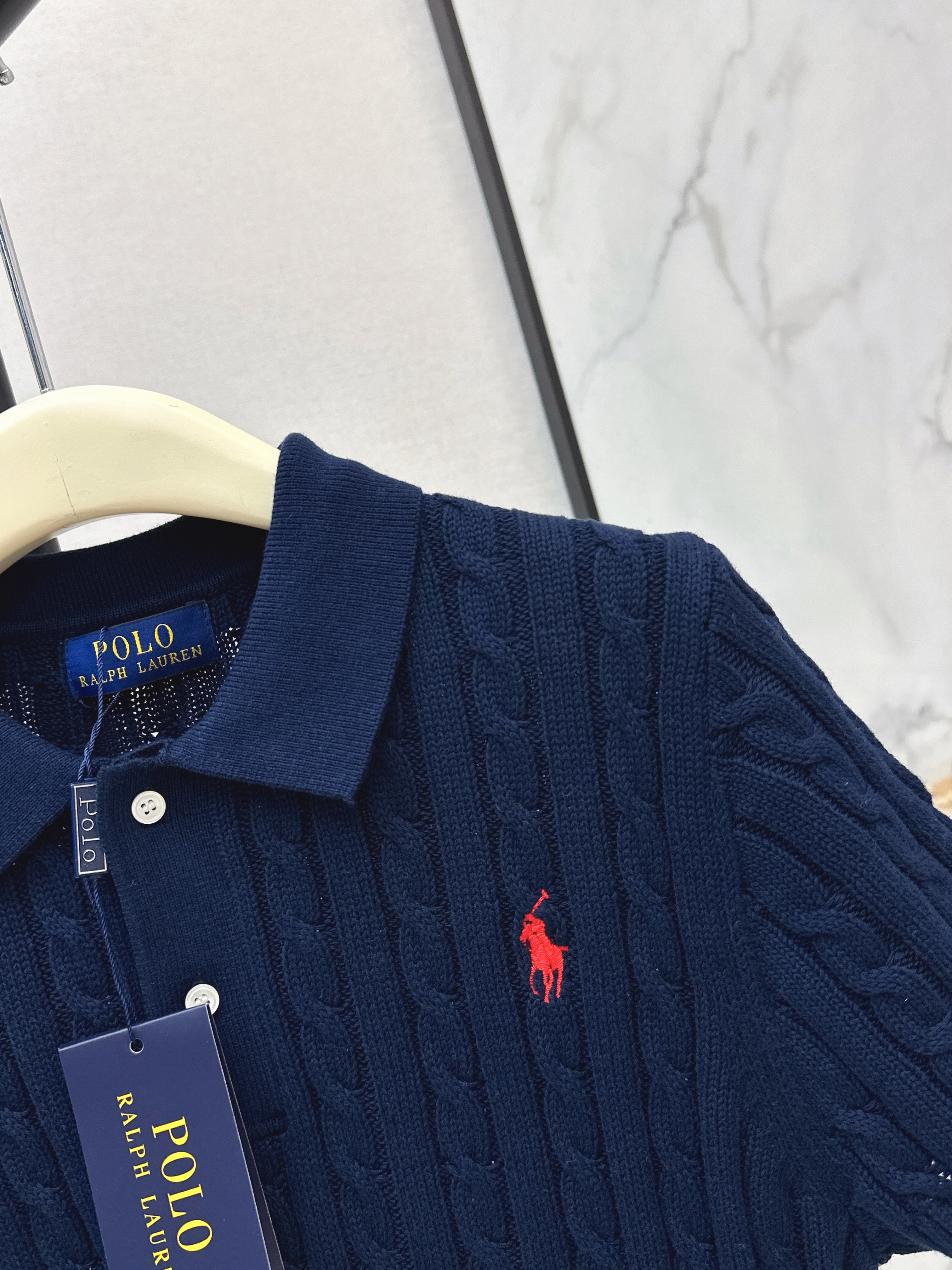 Ralp 26ss cable polo knit top