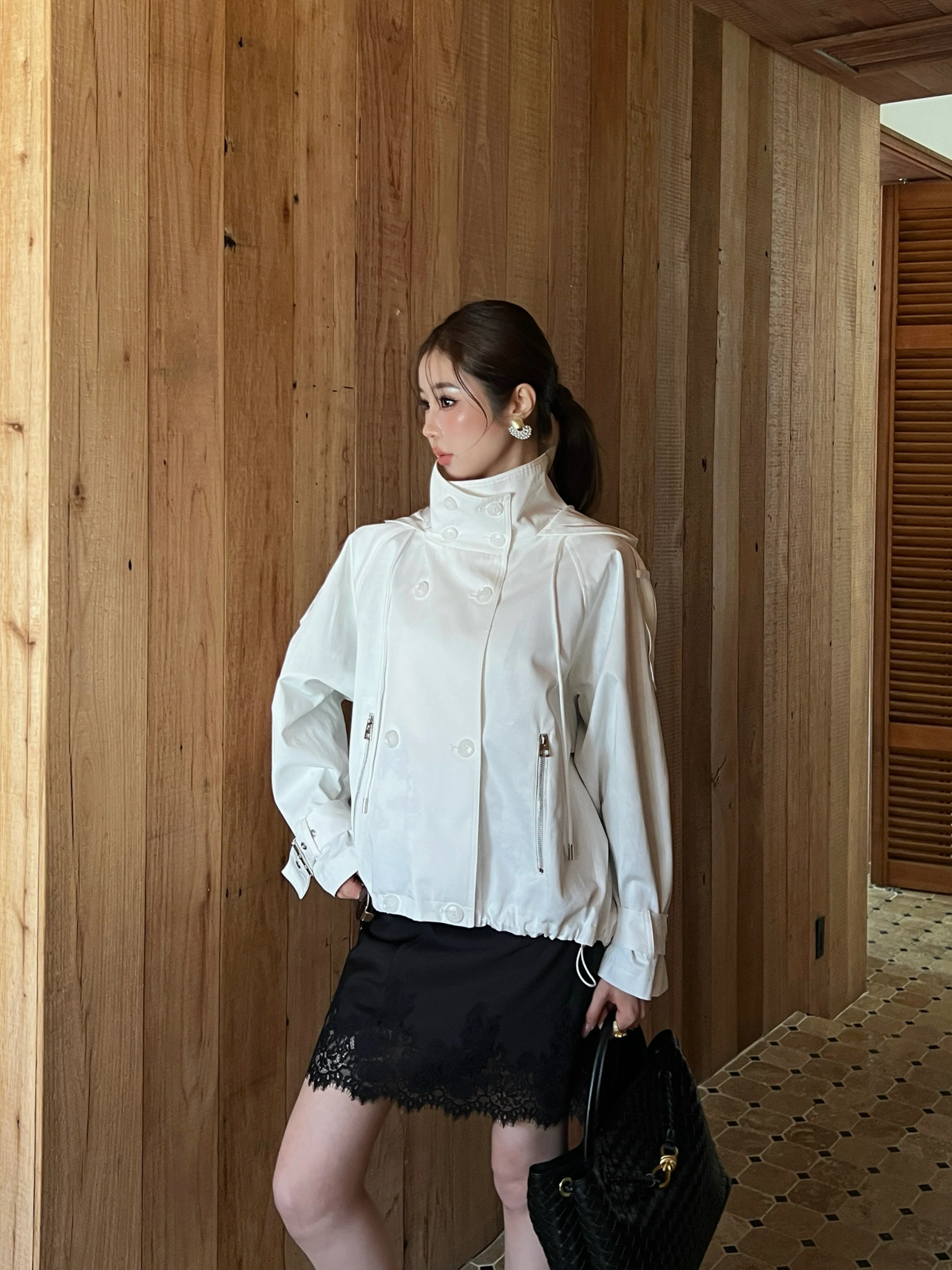 CD 26ss print hooded trench coats