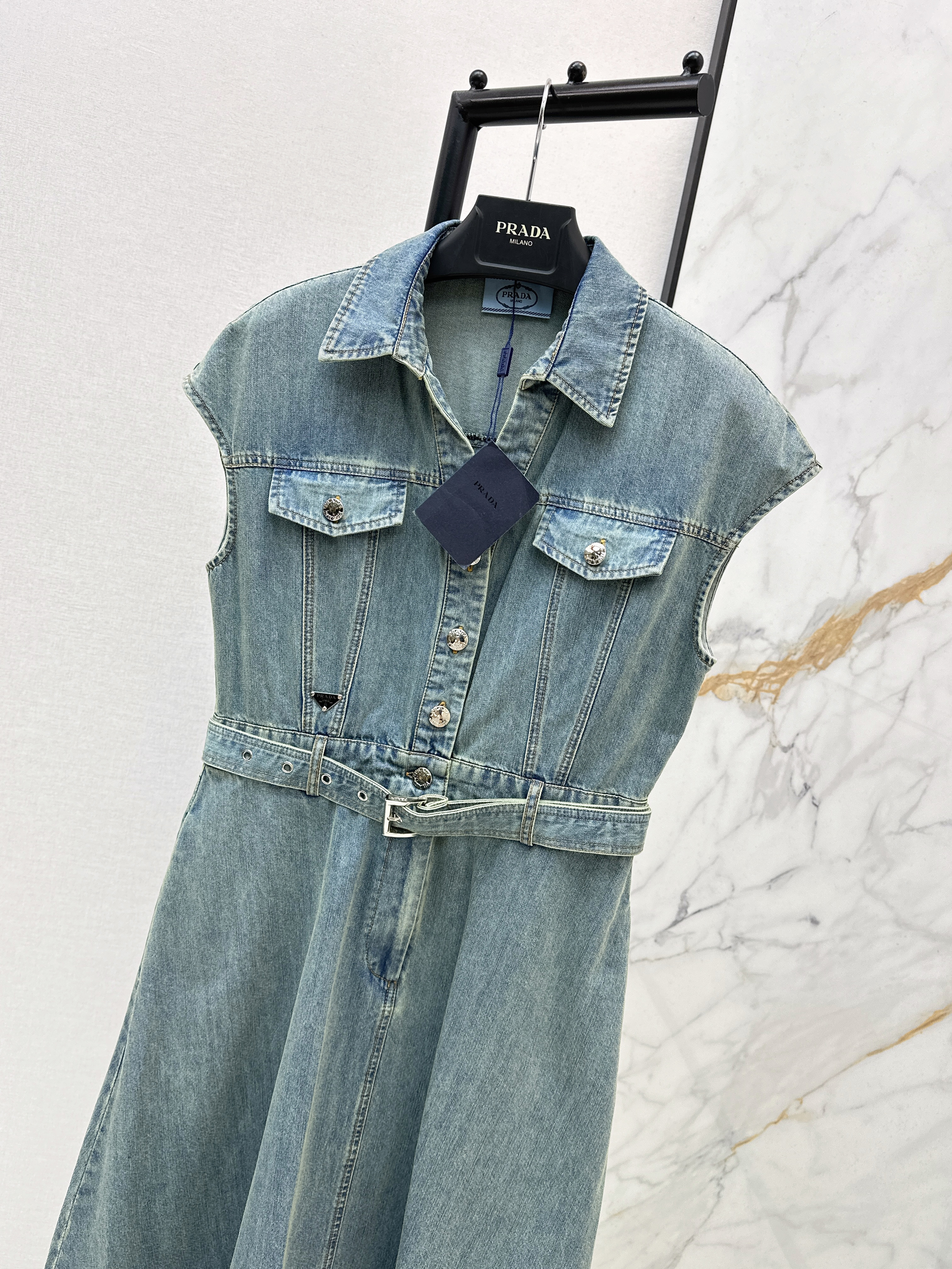 Pra 26ss denim sleeveless dress