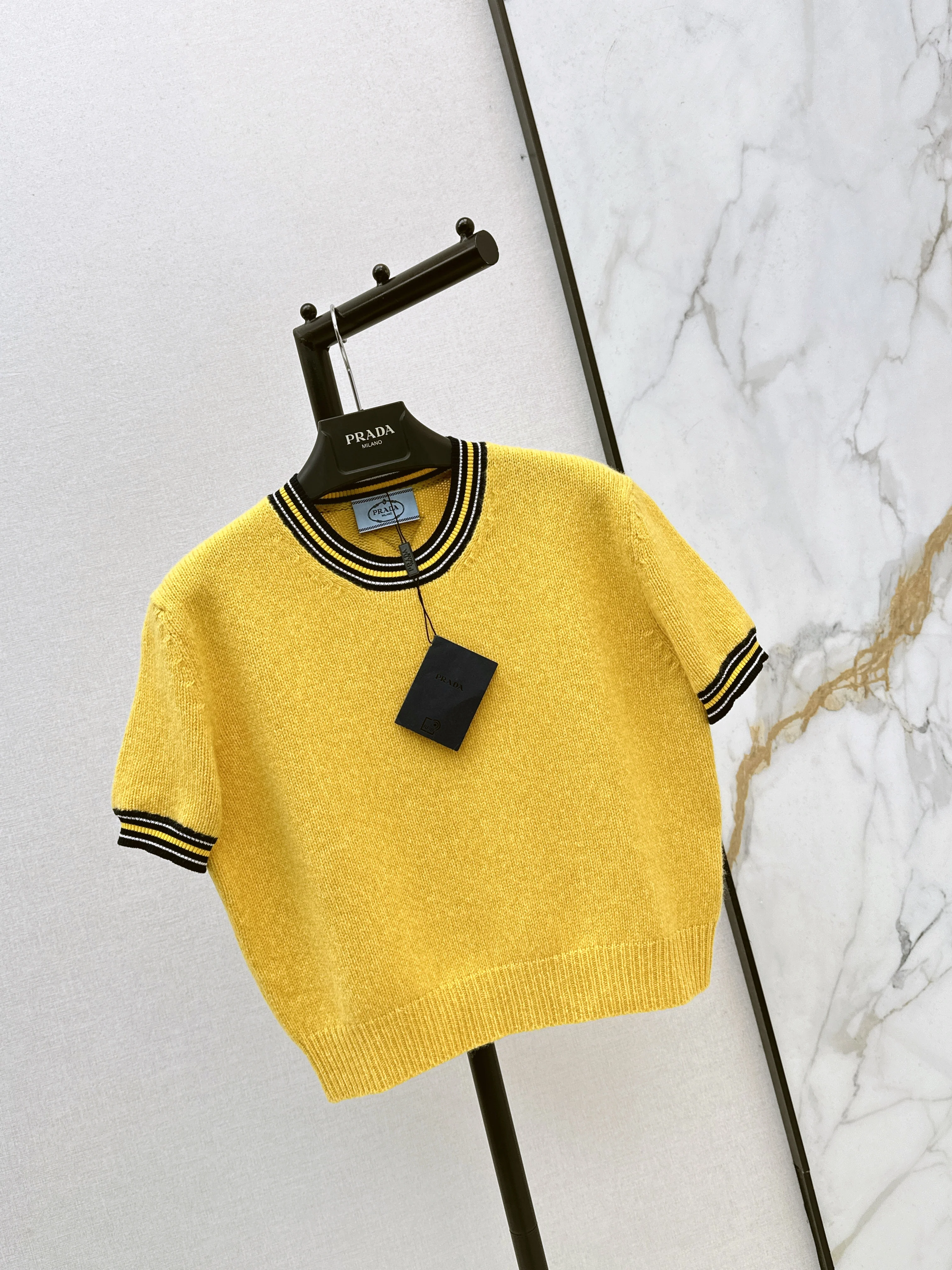 Prad 26ss short sleeve knitted sweater