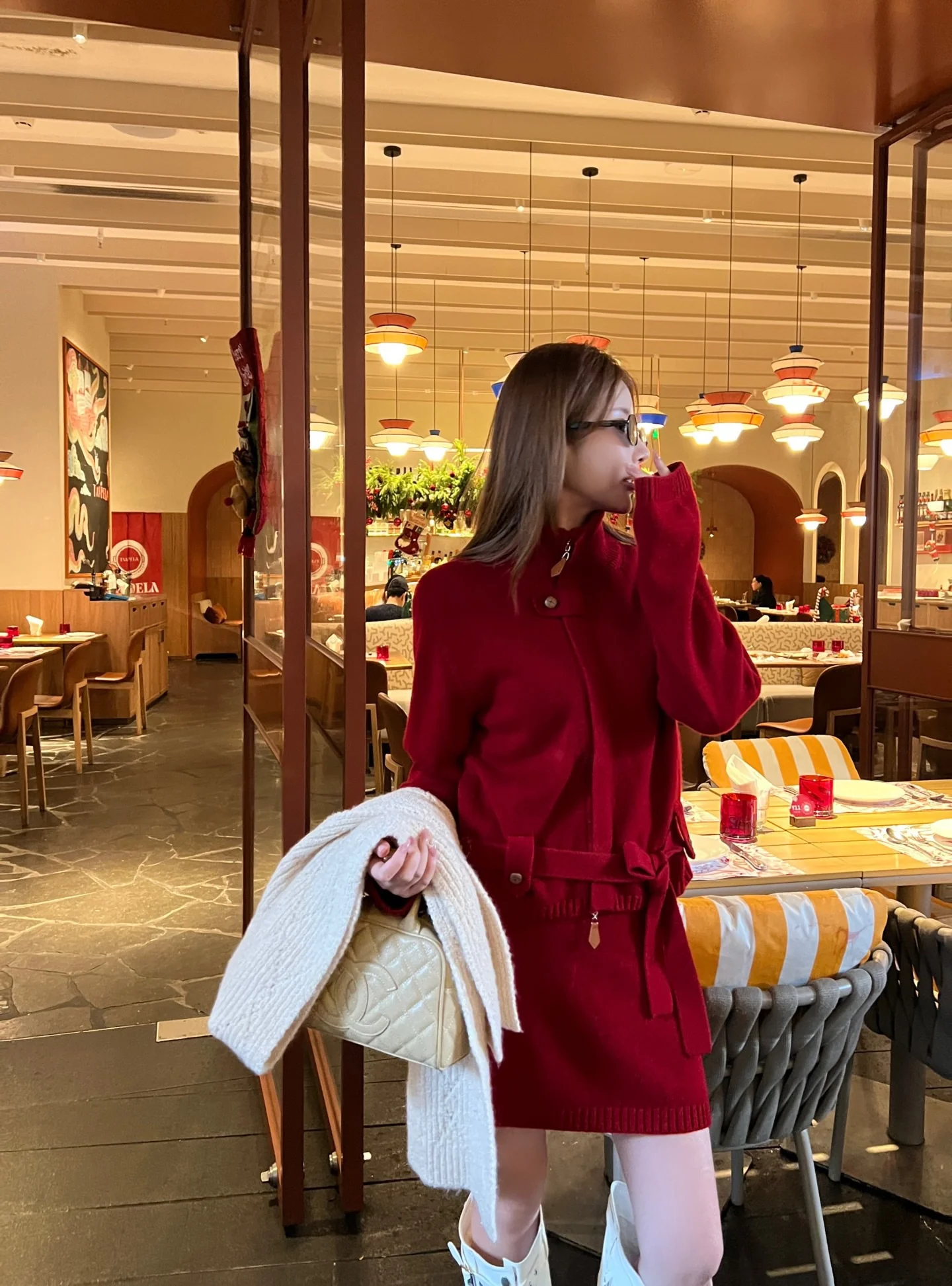 Loro 26ss outfit sets zip-up cardigan+skirts