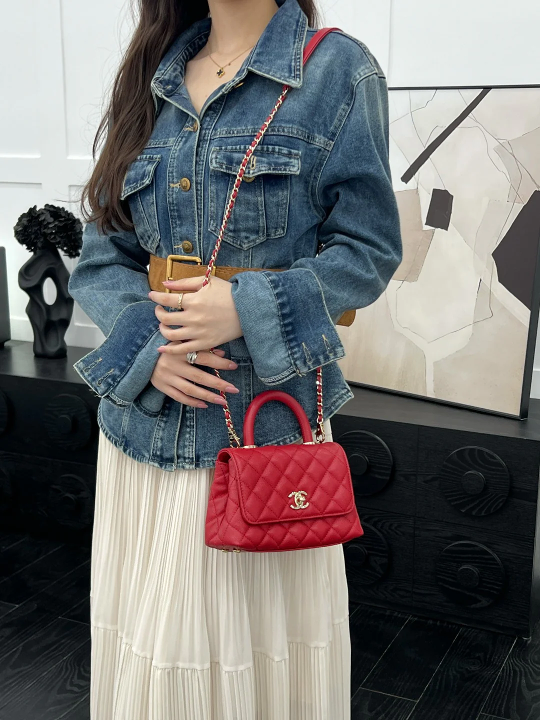 Chan mini coco handle shoulder bag