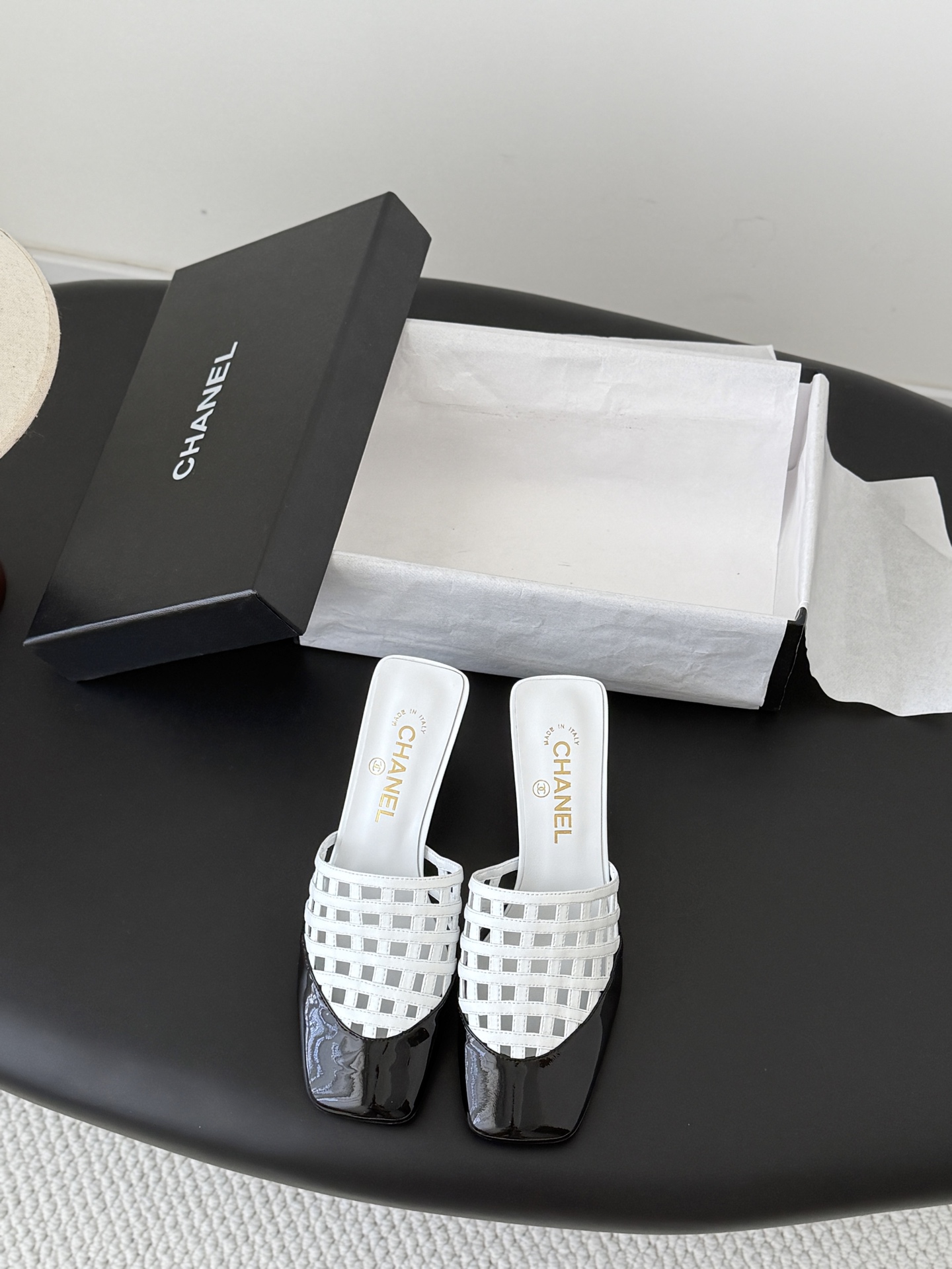 Chan 26ss woven mules heel