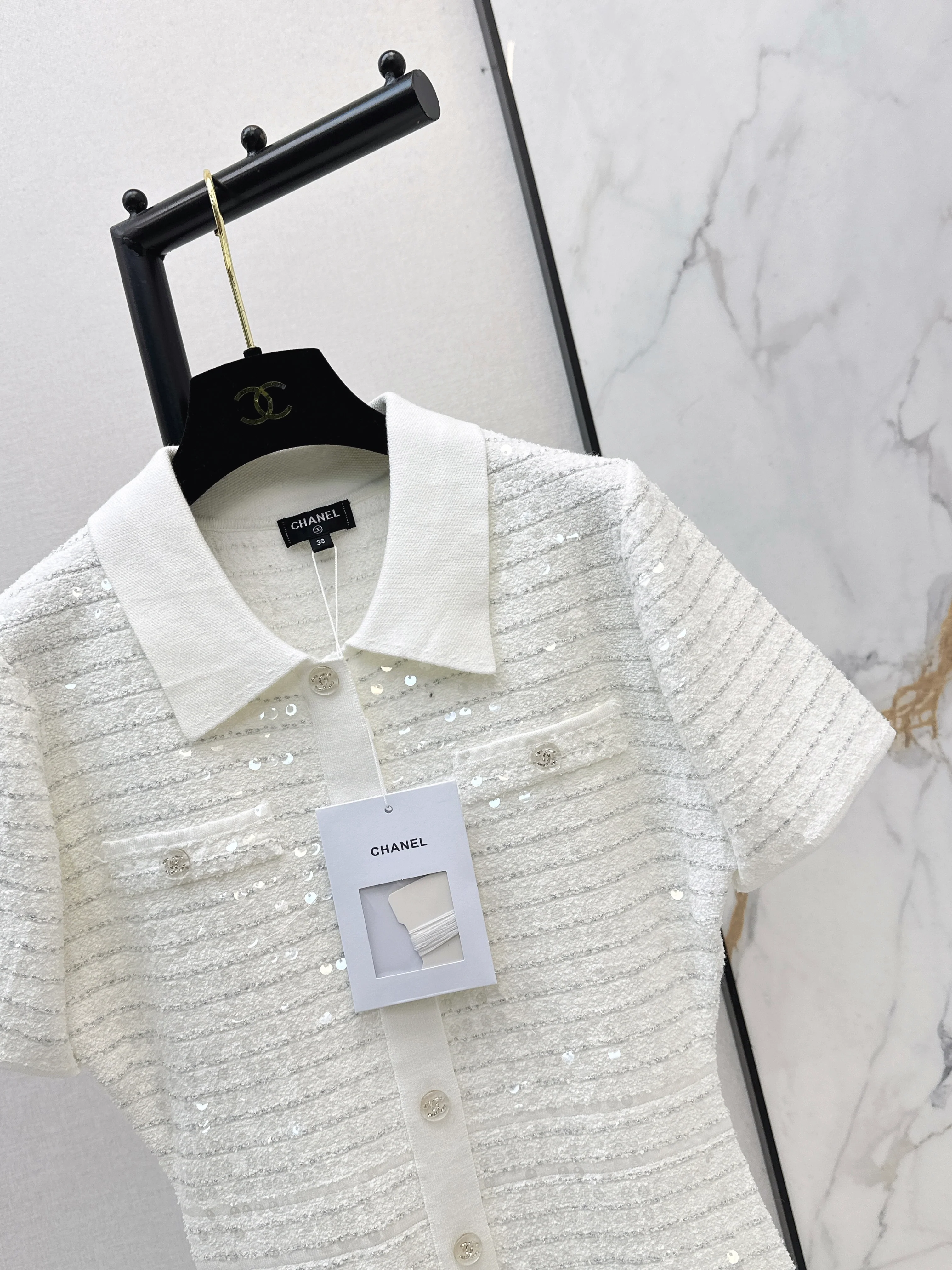 Chan 26ss sequin knitted dress