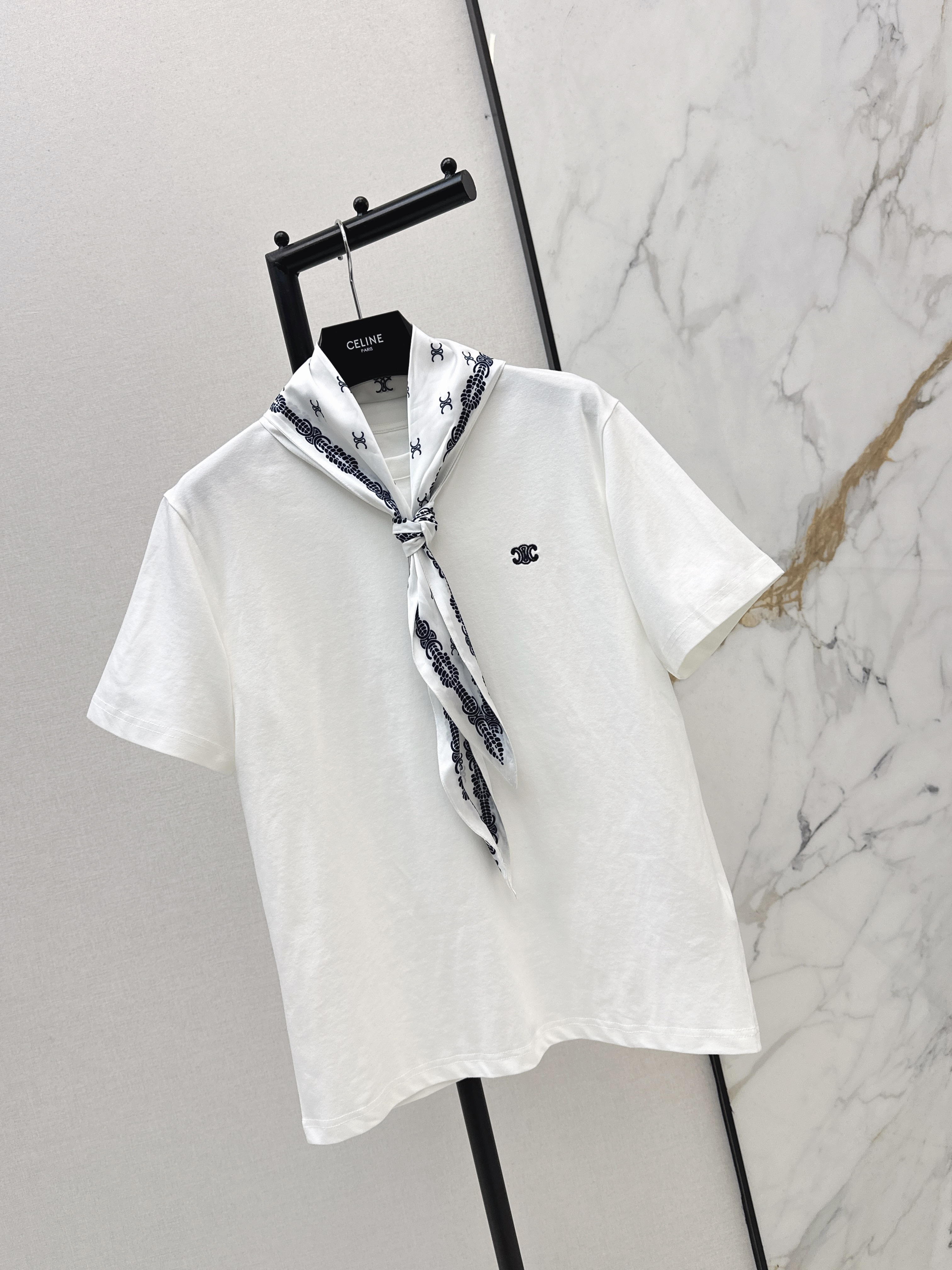 Celi 26ss print silk scarf t-shirts