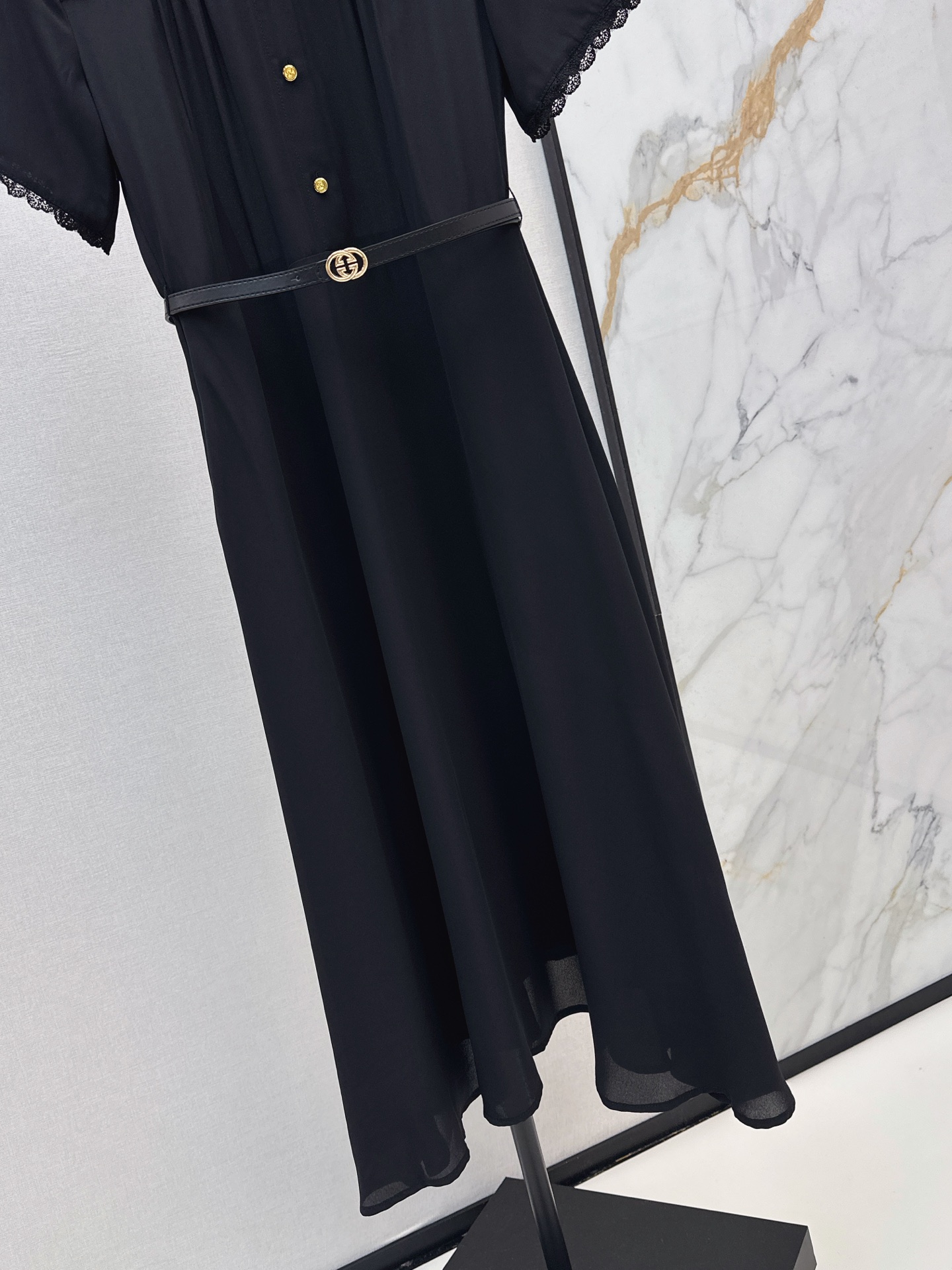 Guc 26ss lace trim dress