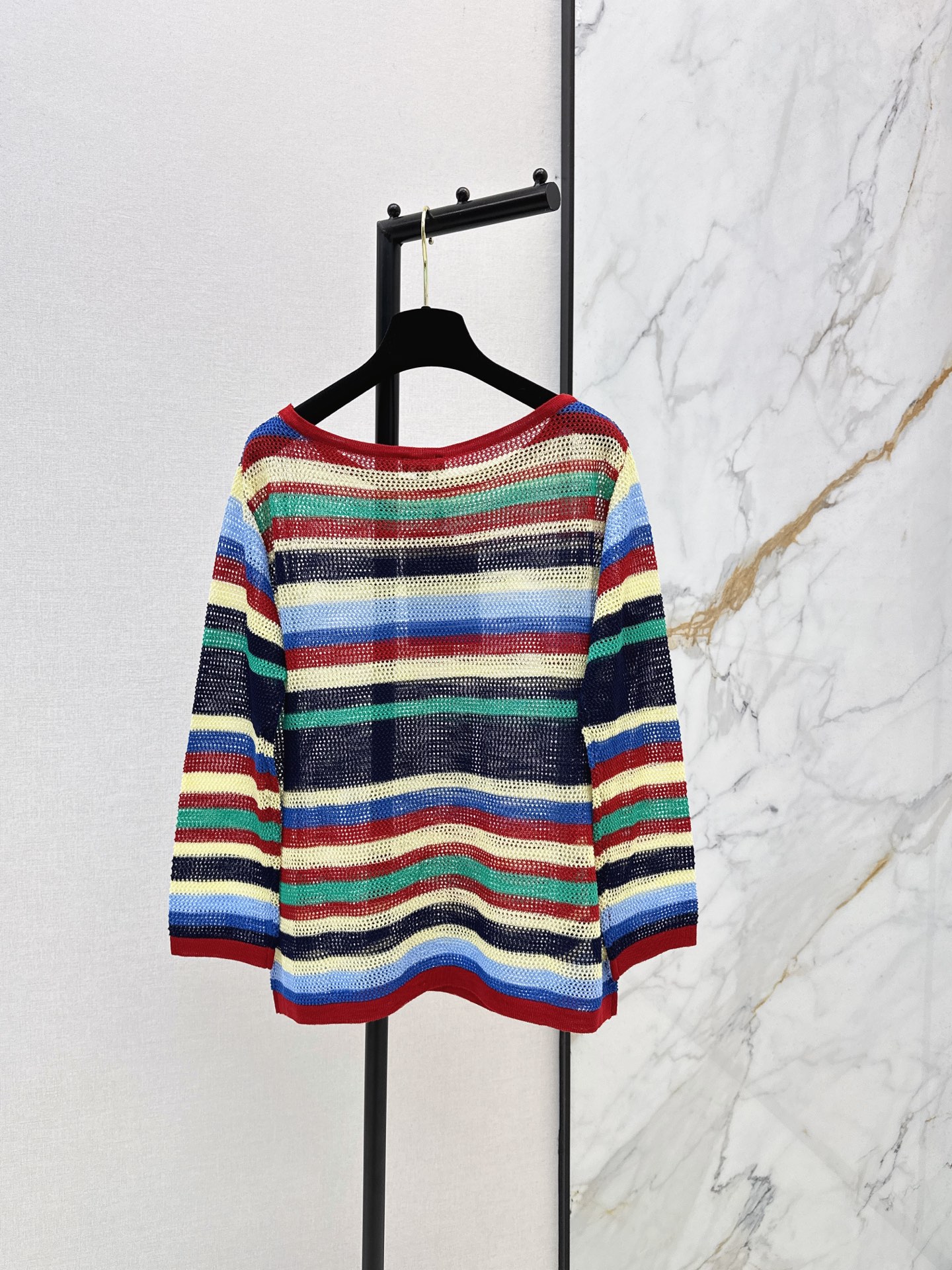 Chan 26ss stripe hollow knitwear