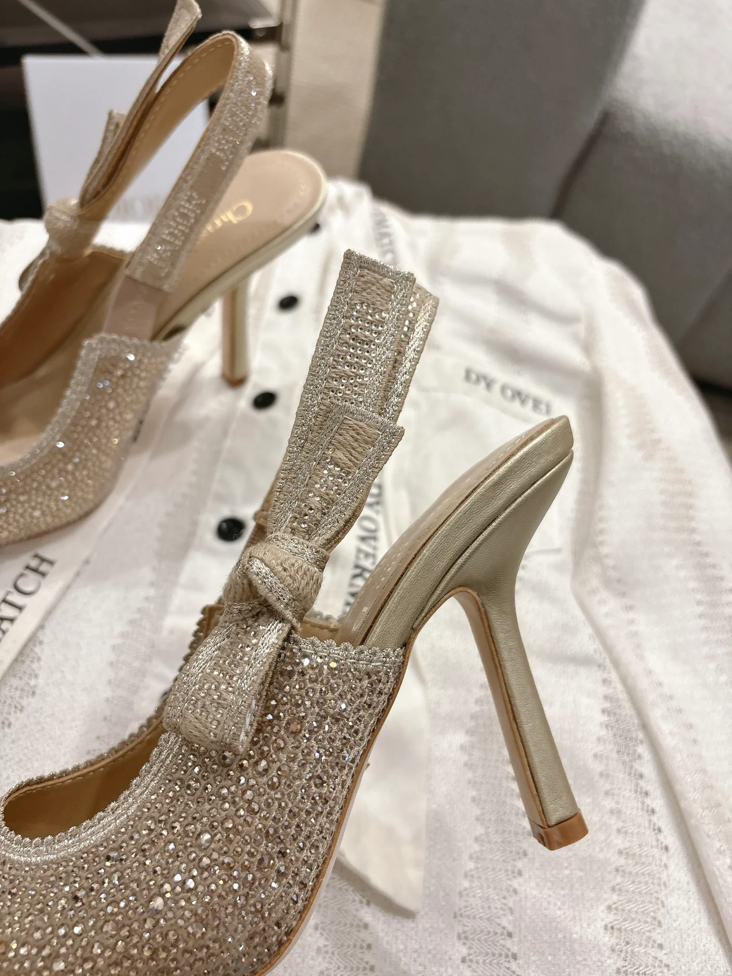 CD 25fw rhinestone slingback heels