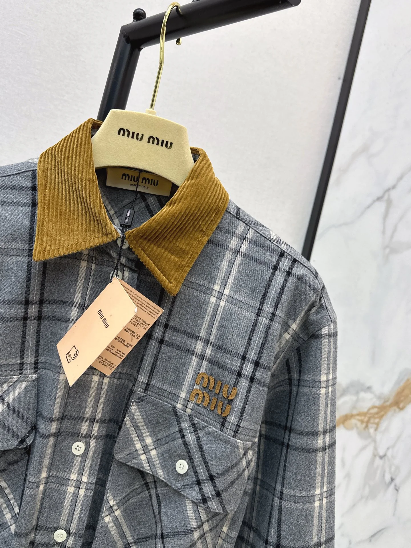 Miu 25fw plaid shirt dress