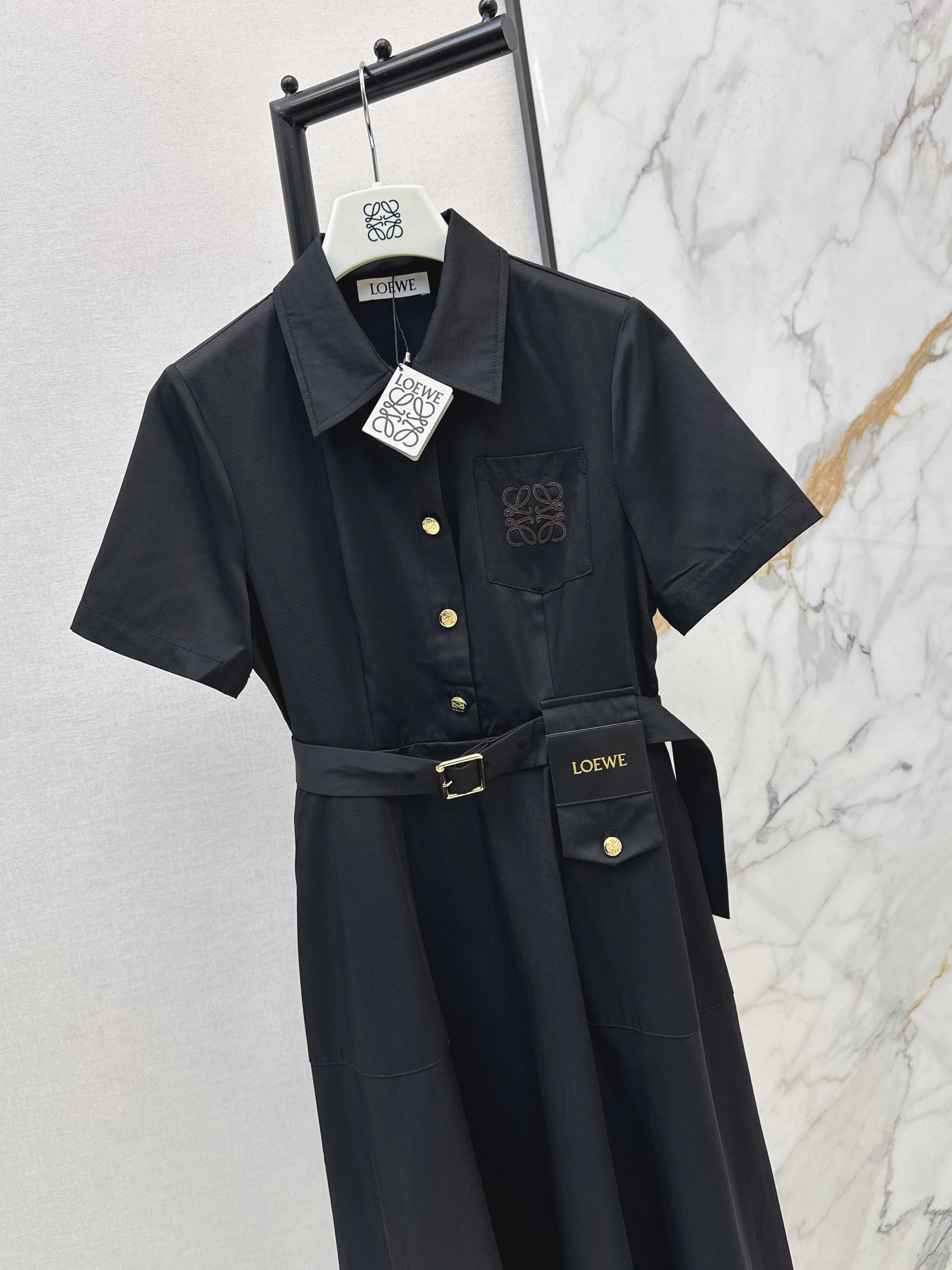 Loe 26ss logo embroidery dress