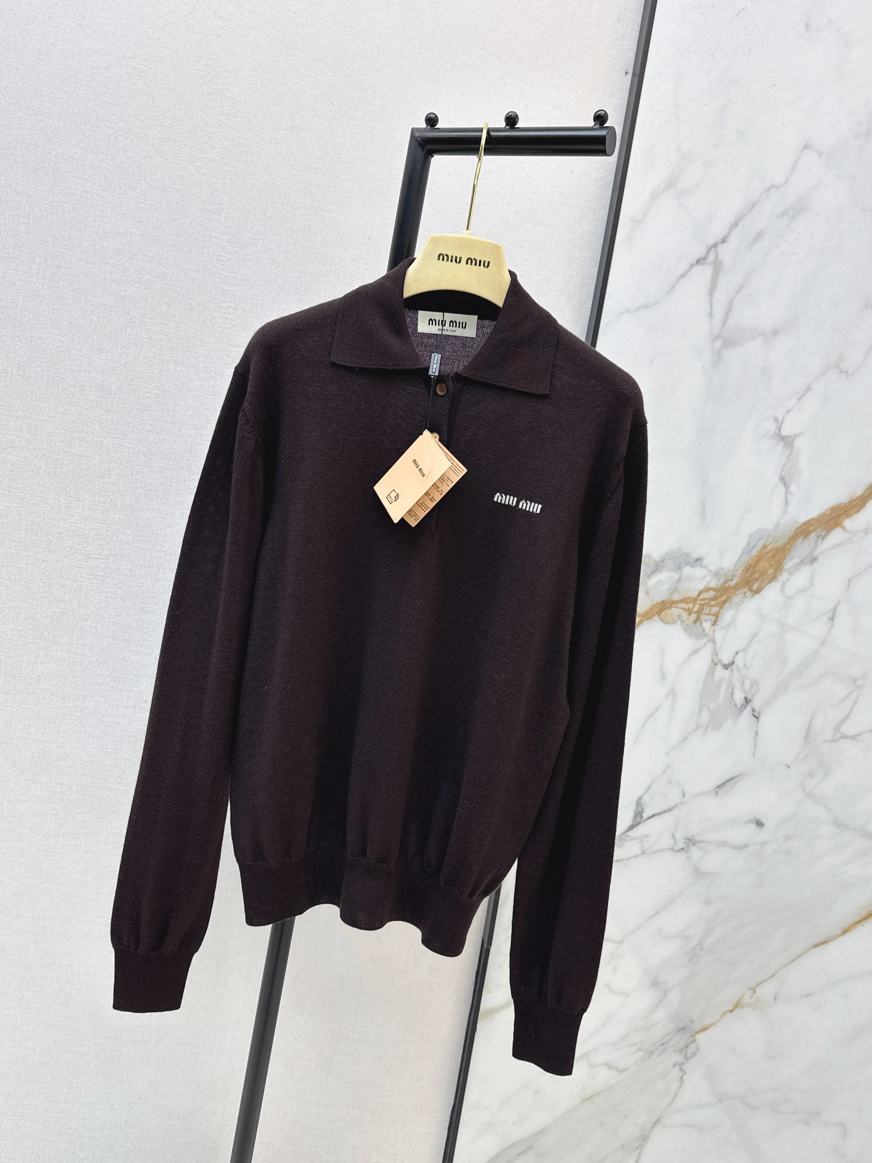 Miu 26ss jacquard polo sweater