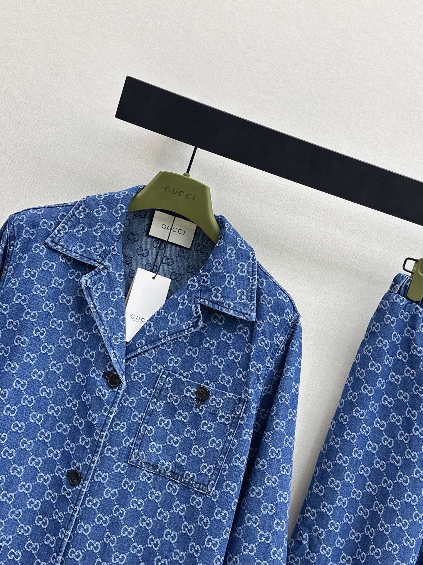 Guc 26ss jacquard denim jacket pants set