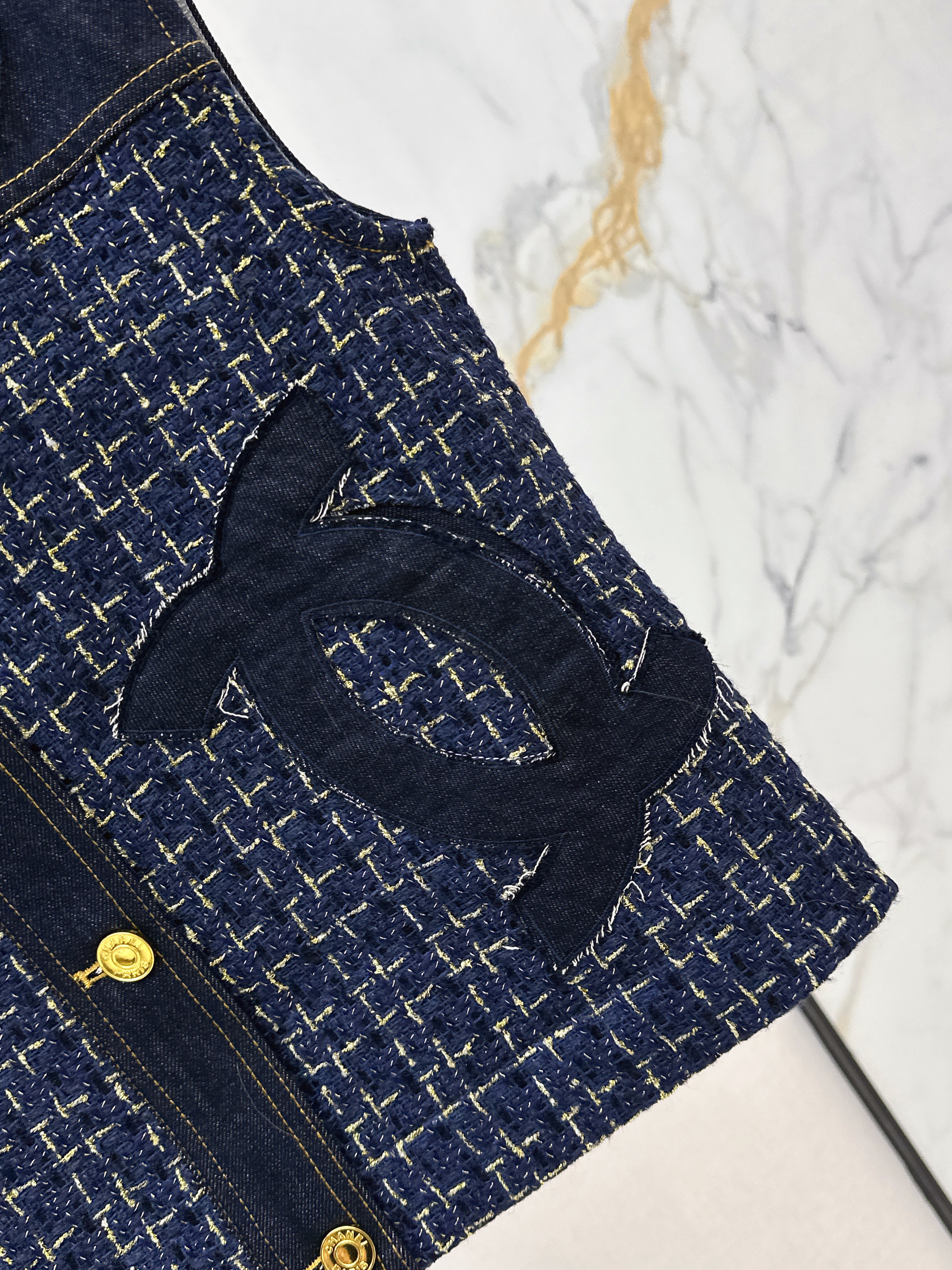 Chan 26ss  denim waistcoat