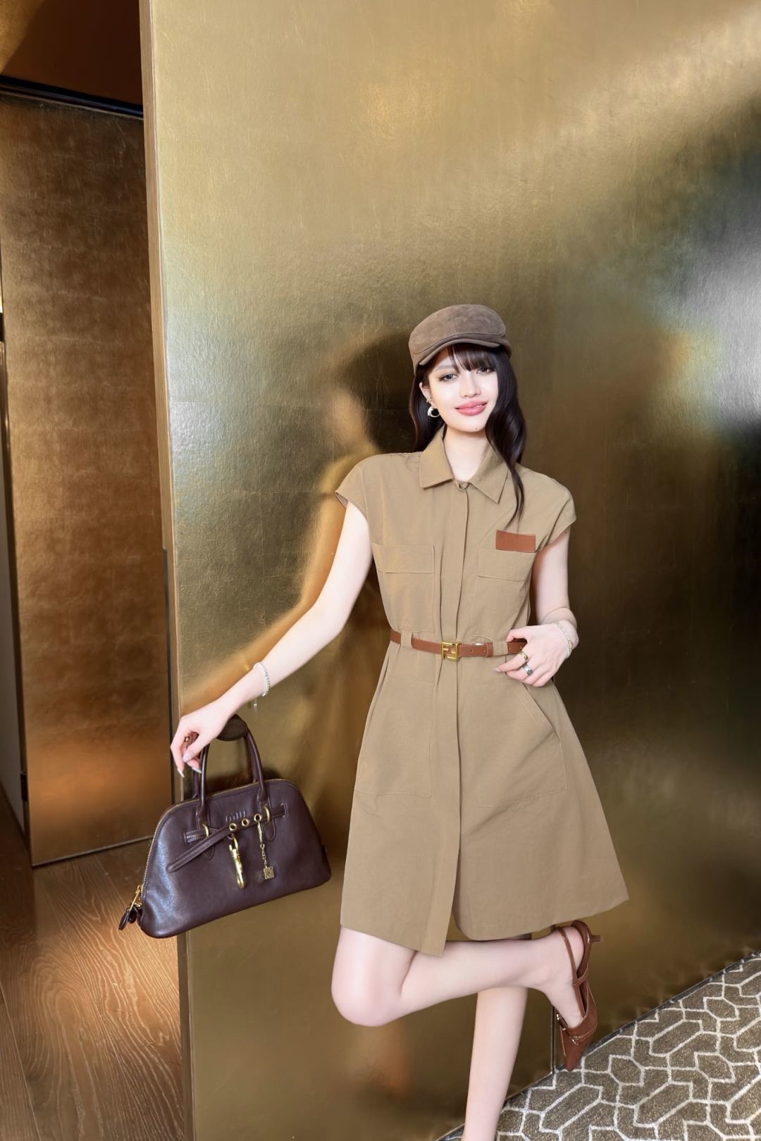 Fen 26ss sleeveless belted dress