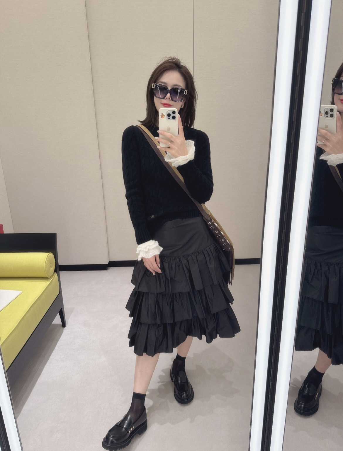 Valen 26ss ruffle layered skirt