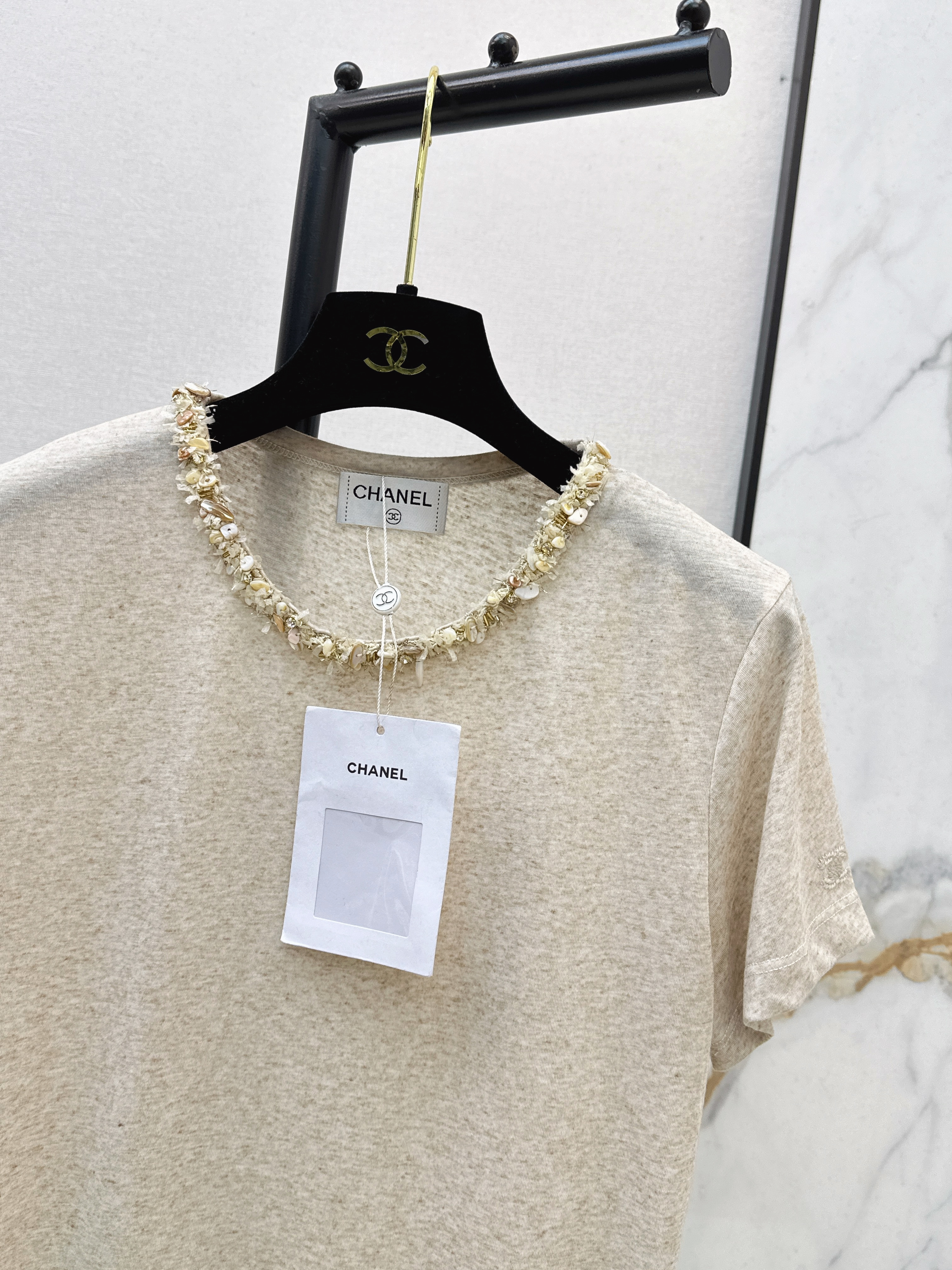 Chan 26ss rhinestone t-shirts