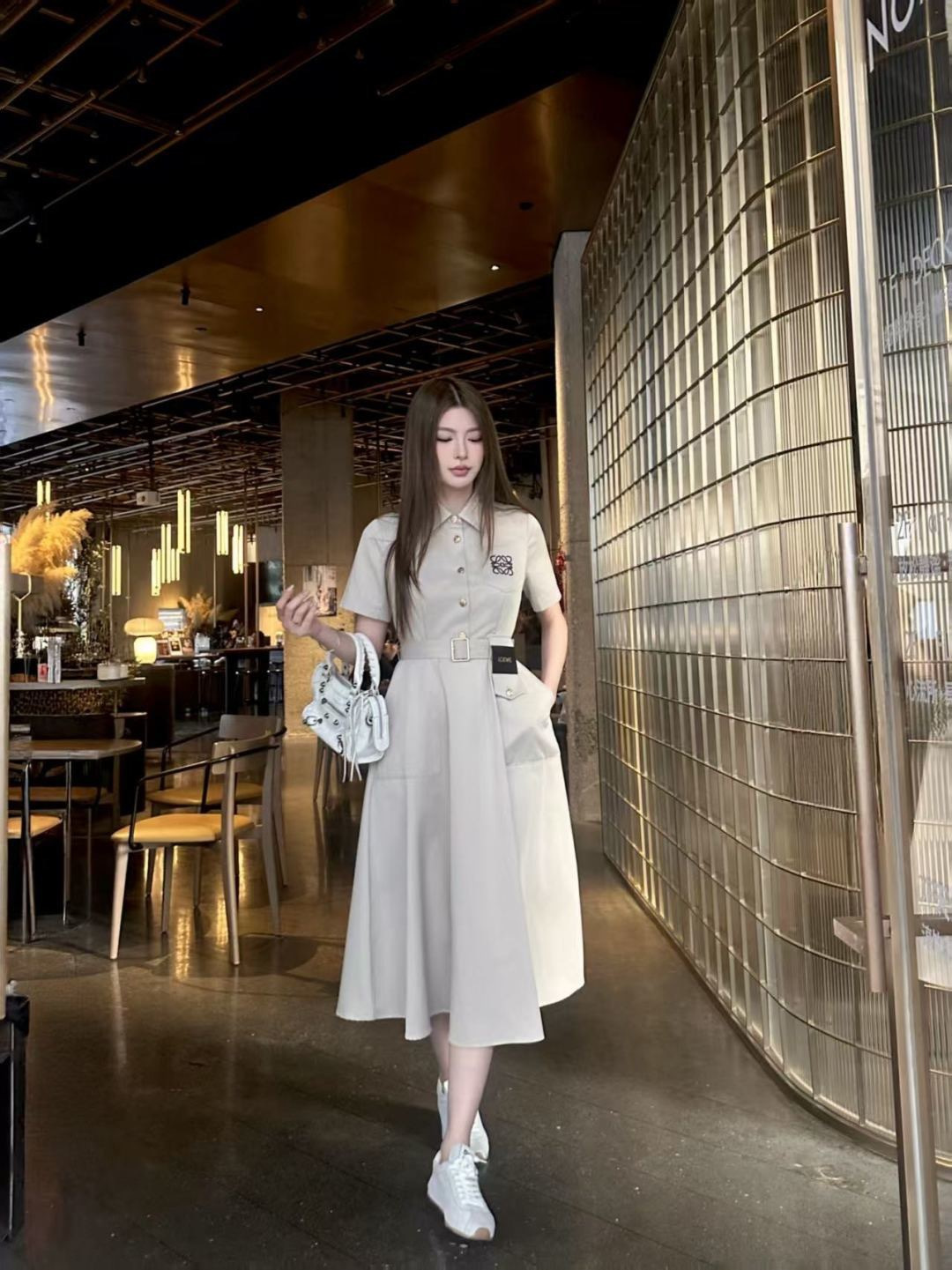 Loe 26ss logo embroidery dress