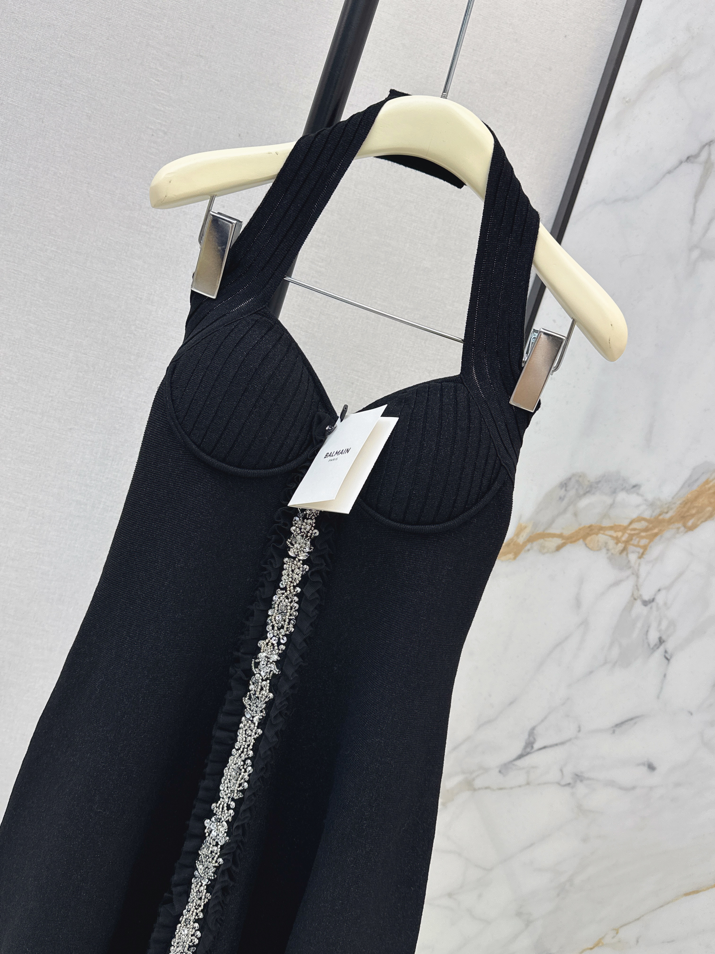 Bal 26ss halter knit beading dress