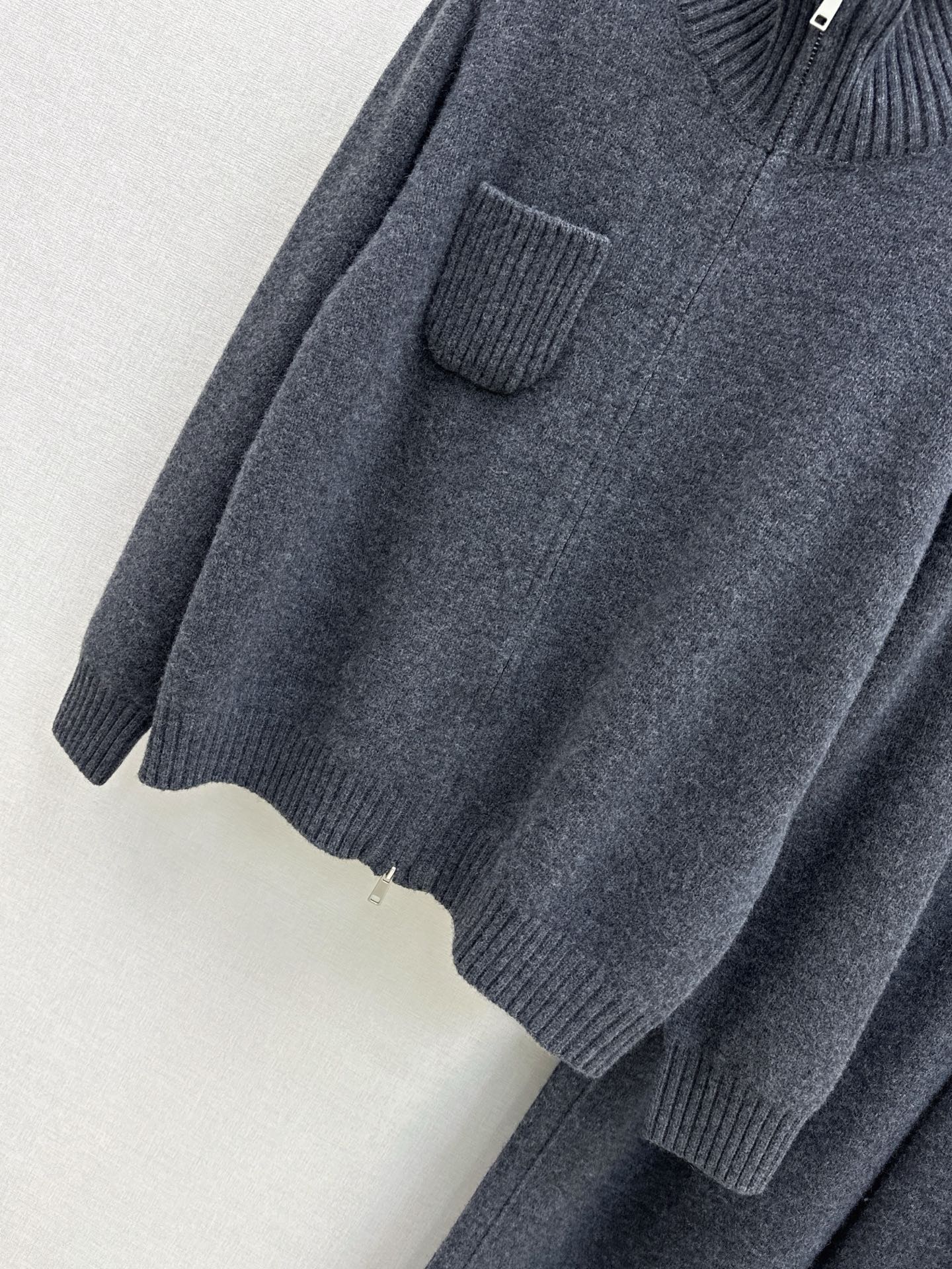 Brun 25fw zipper sweater+straight pant outfit sets