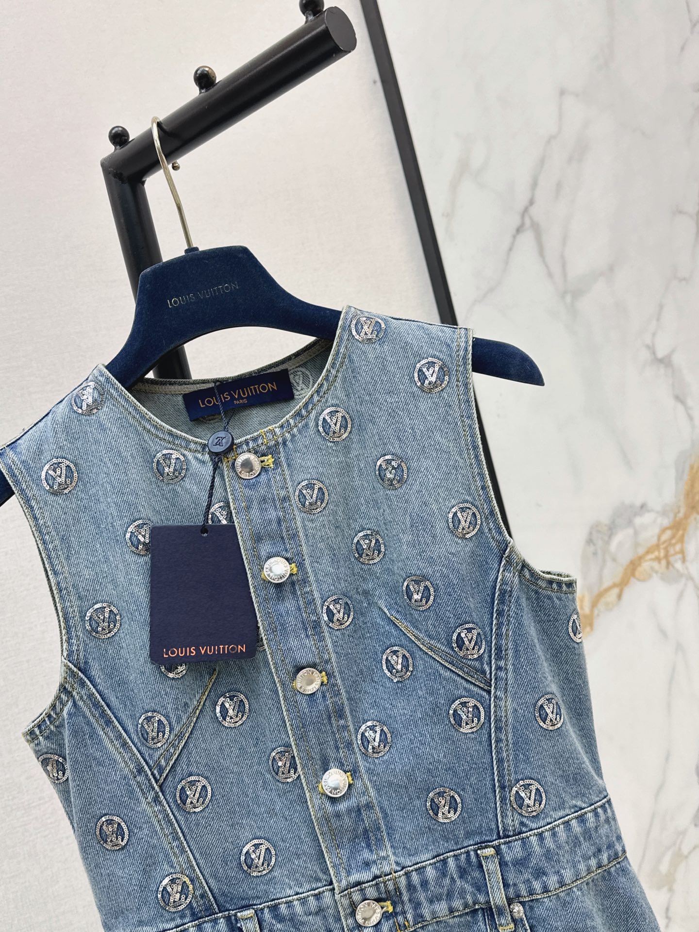 Loui 26ss sequin denim dress