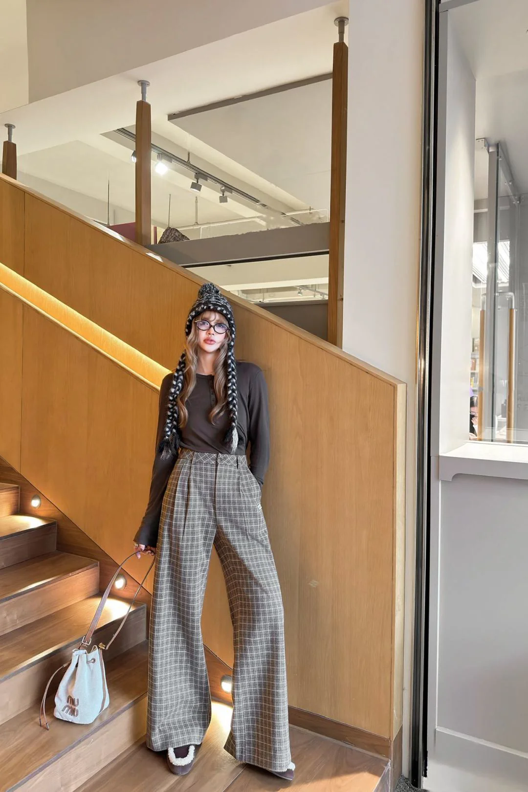 Miu 26ss check pants