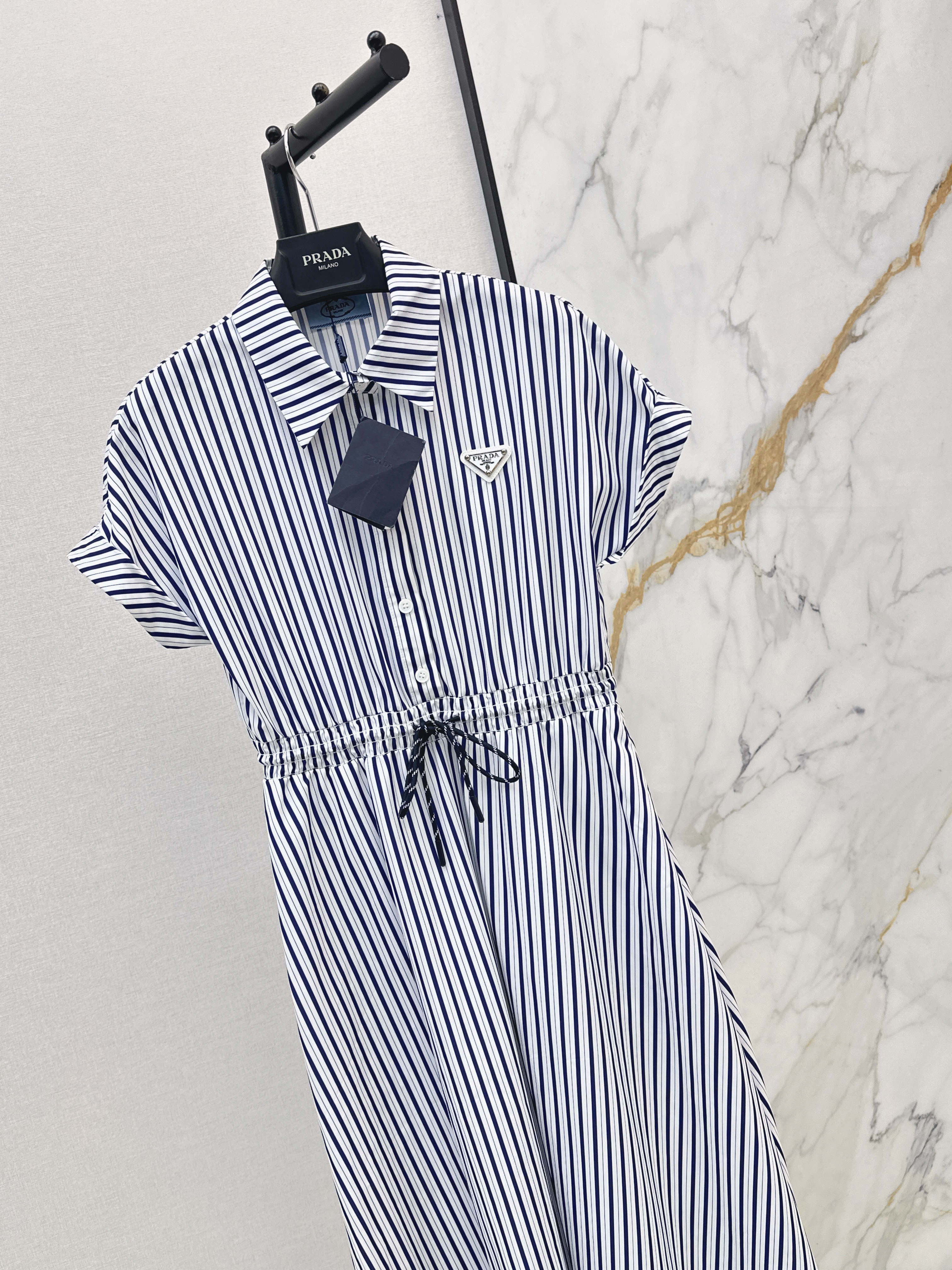 Pra 26ss stripe long shirt dress