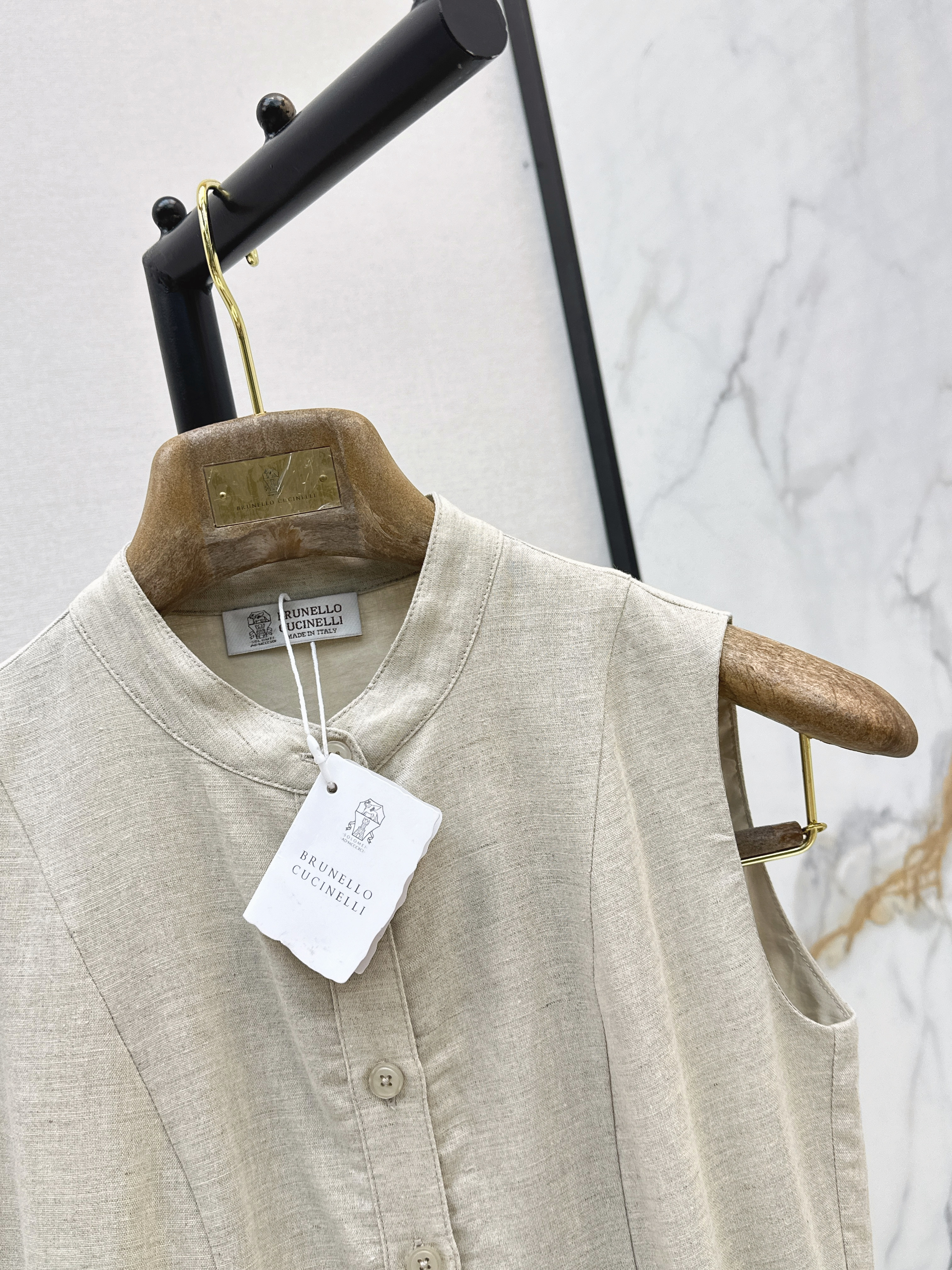Brunello 26SS Sleeveless Belted Shirt Dress
