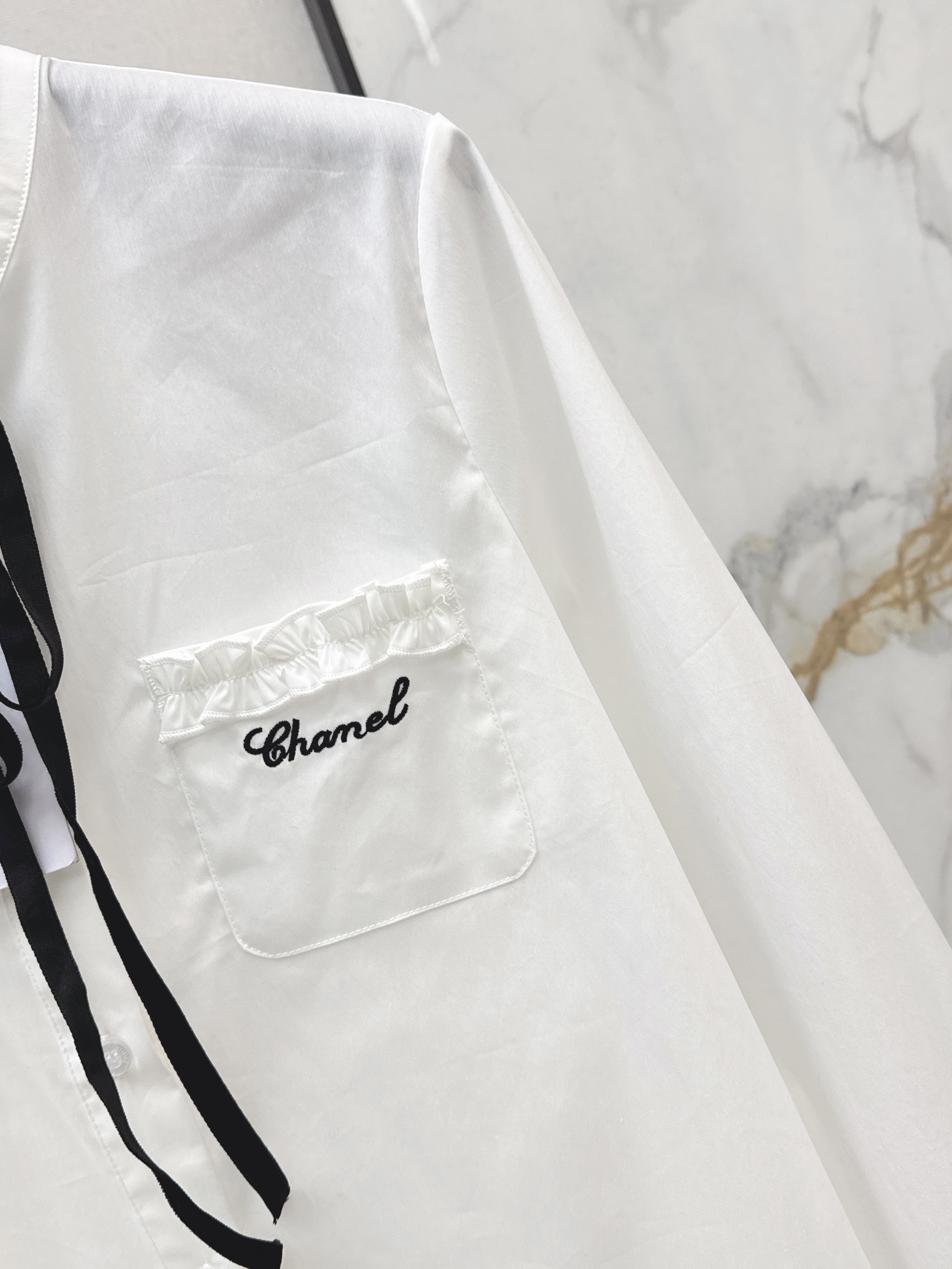 Chan 26ss ribbon shirts