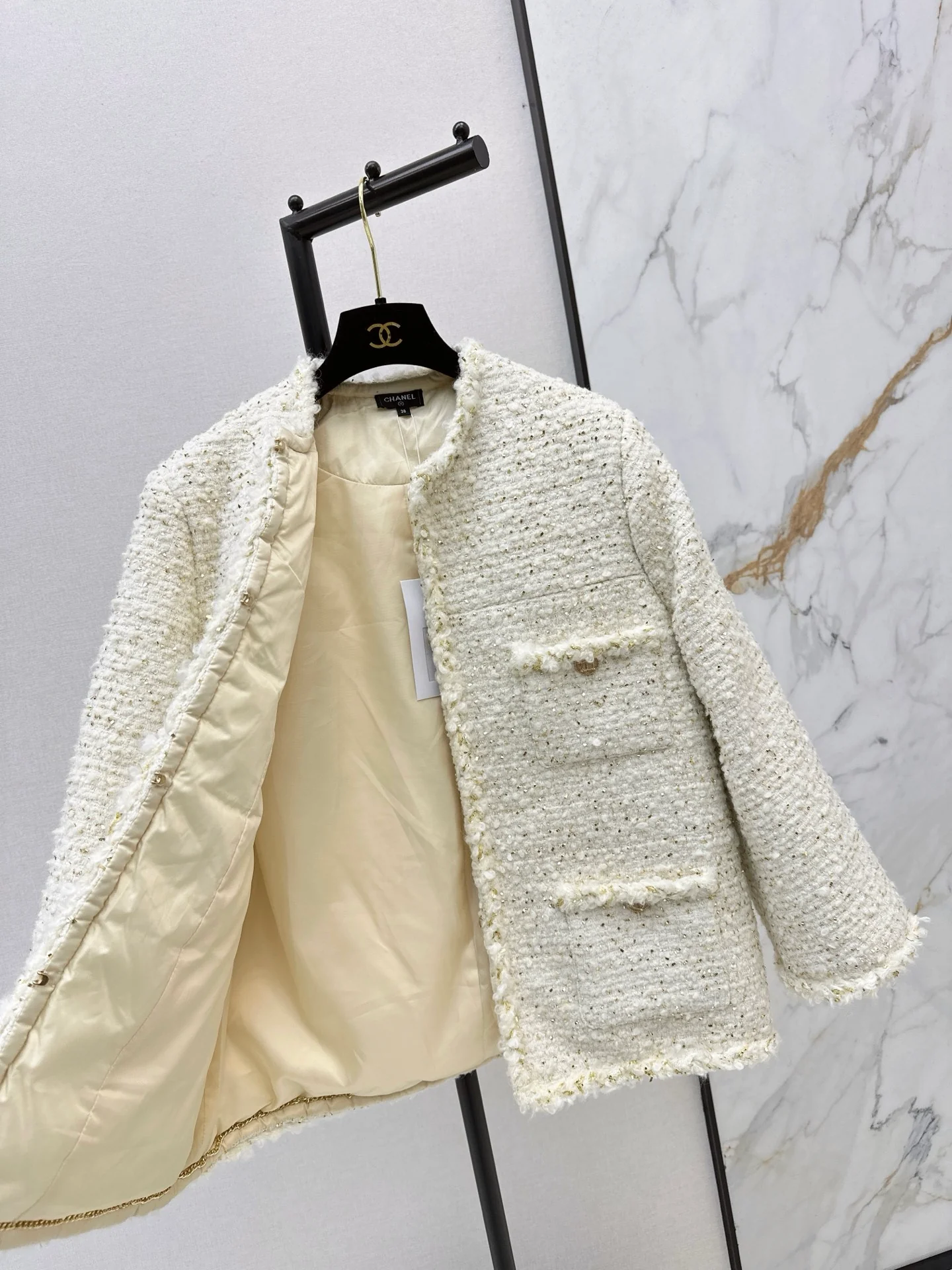 Chan 26ss woven tweed down jacket